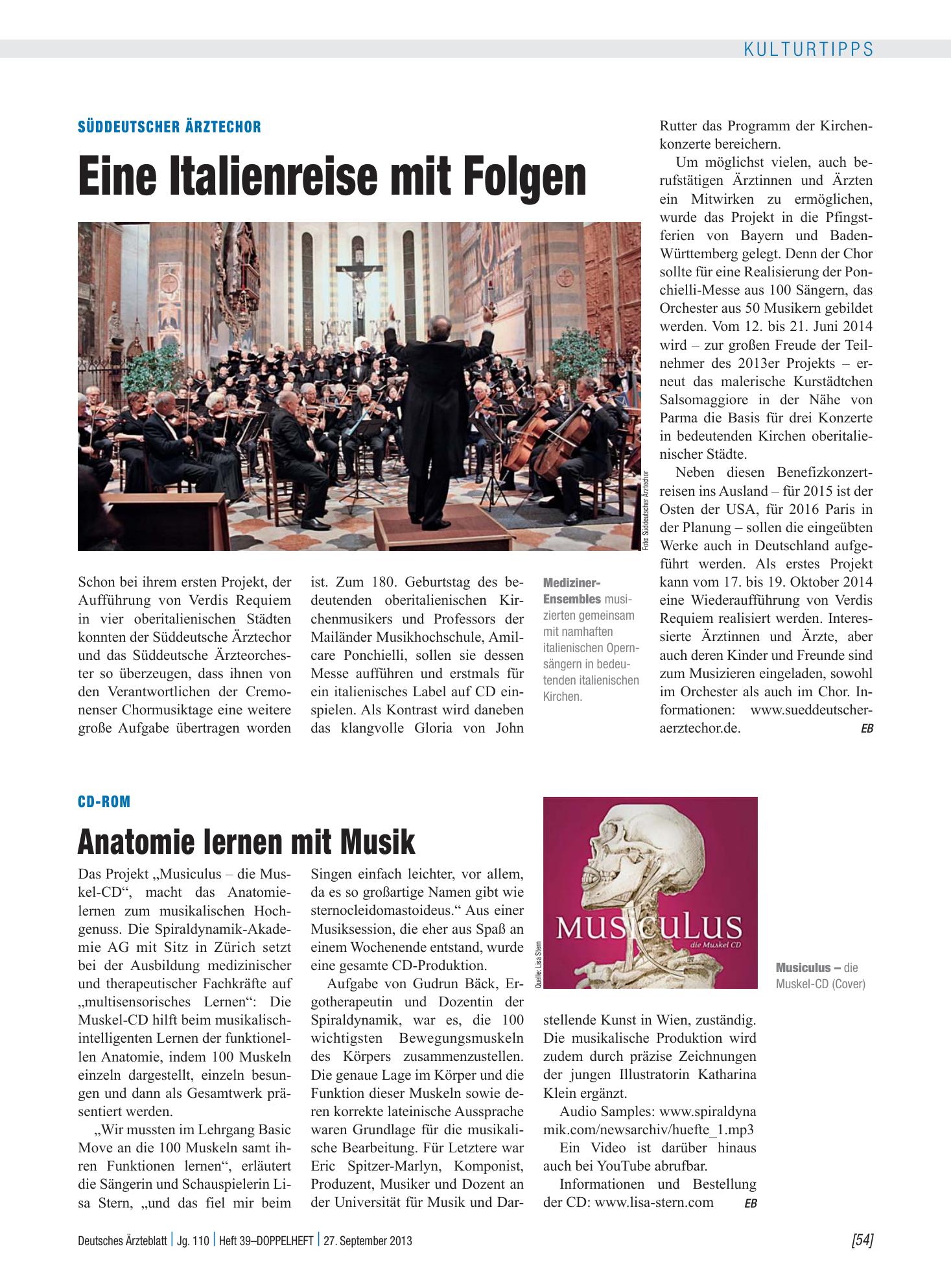 Vorschauseite 1: CD-ROM: Anatomie lernen mit Musik – Deutsches Ärzteblatt