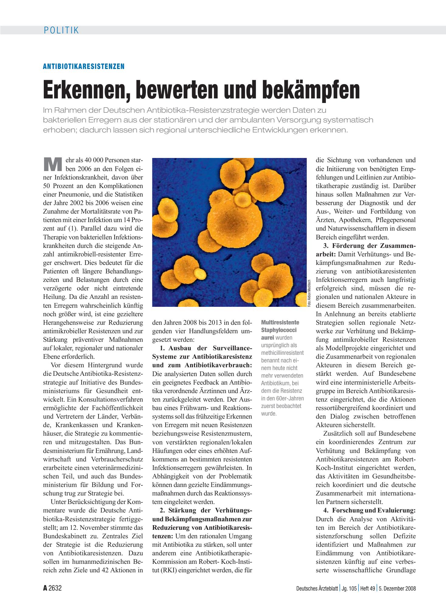 Vorschauseite 1: Antibiotikaresistenzen: Erkennen, bewerten und bekämpfen – Deutsches Ärzteblatt