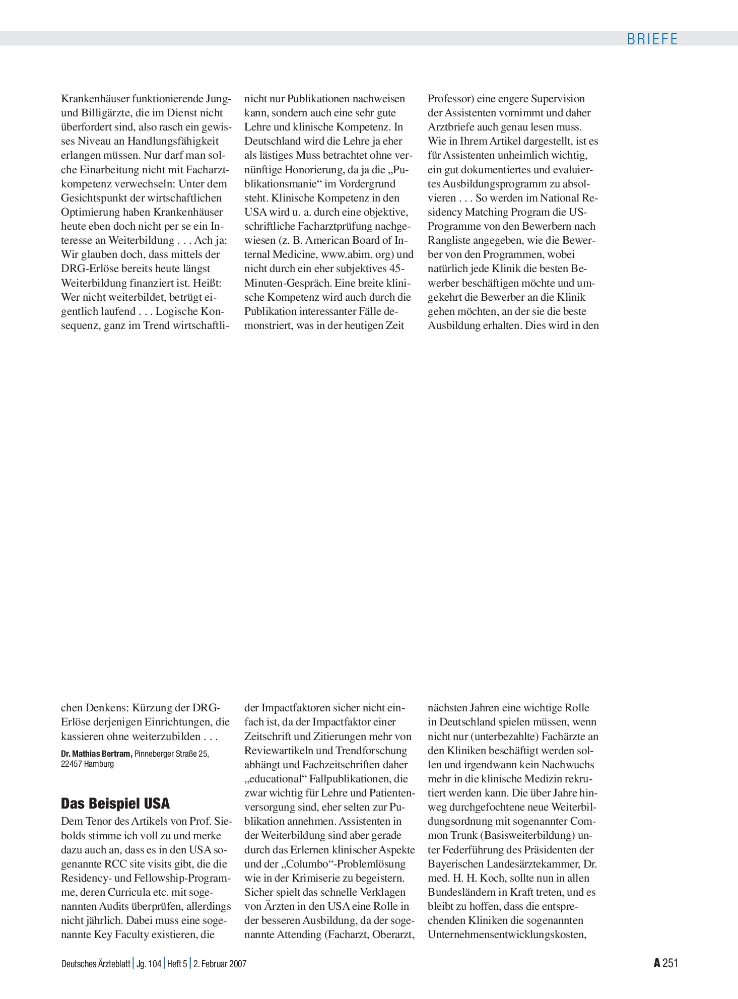 Vorschauseite 1: Weiterbildung: Das Beispiel USA – Deutsches Ärzteblatt