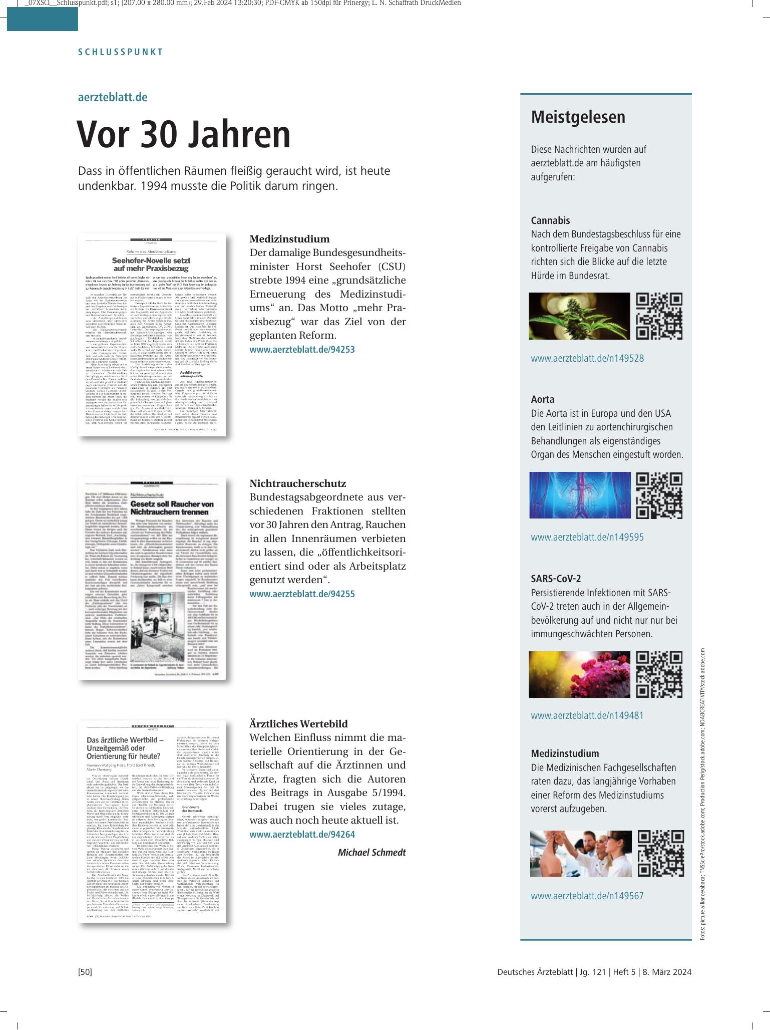 Vorschauseite 1: Meistgelesen – Deutsches Ärzteblatt