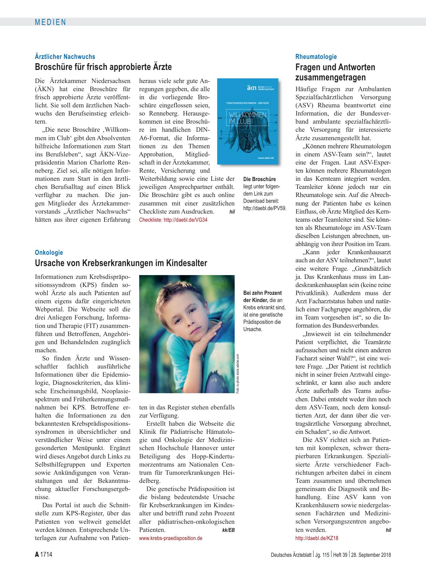 Vorschauseite 1: Ärztlicher Nachwuchs: Broschüre für frisch approbierte Ärzte – Deutsches Ärzteblatt
