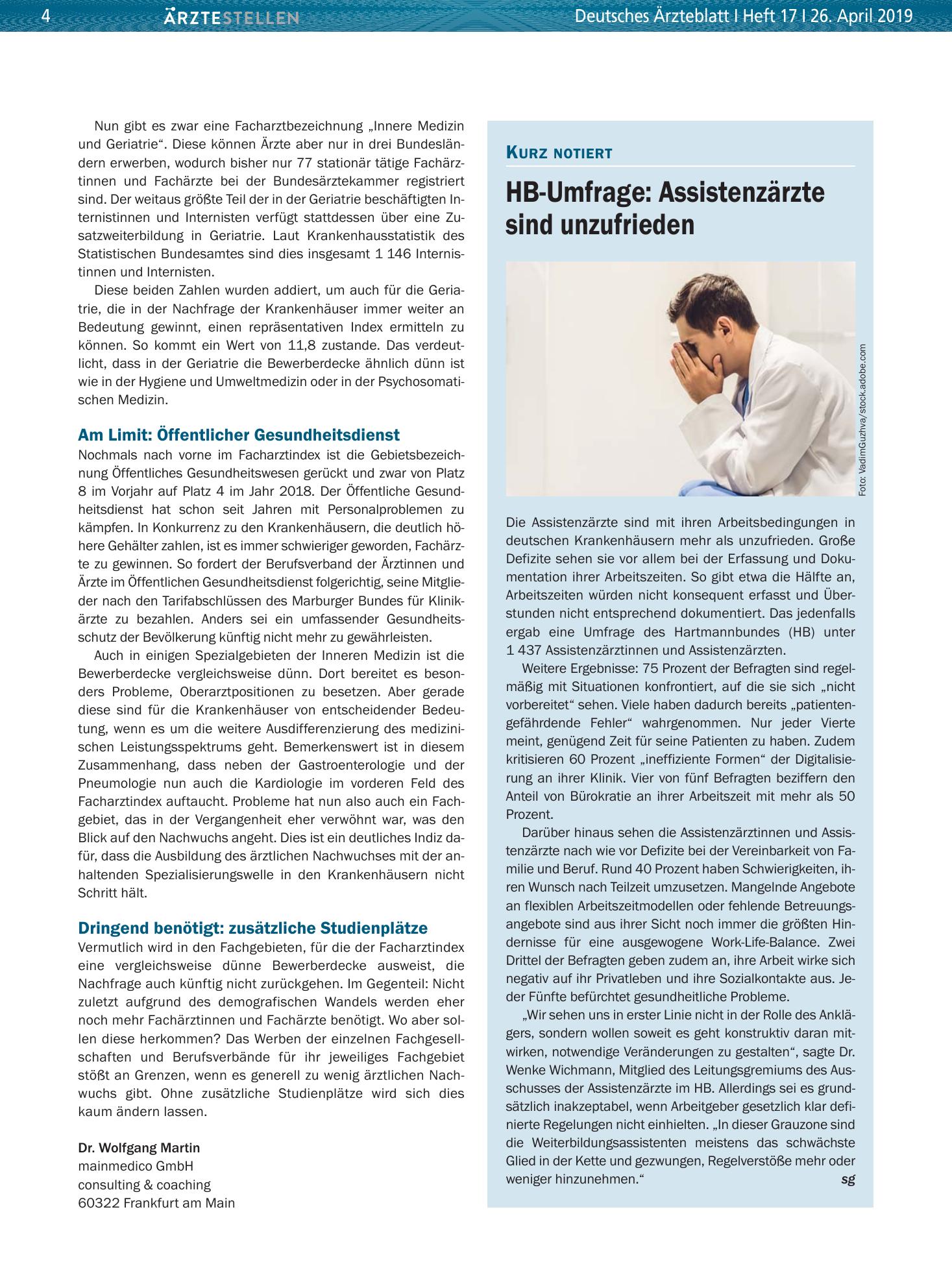 Vorschauseite 1: Assistenzärzte sind unzufrieden – Deutsches Ärzteblatt