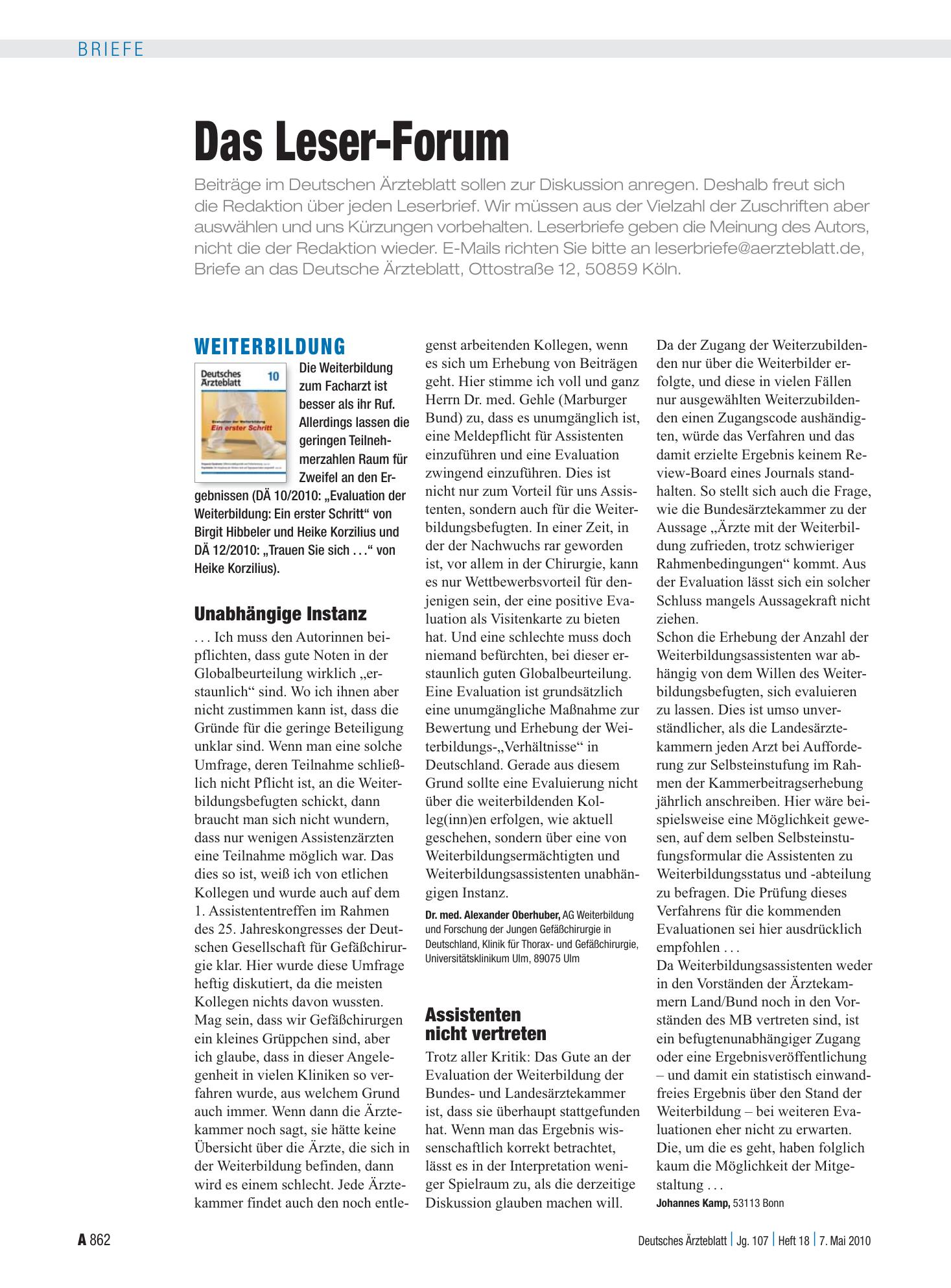 Vorschauseite 1: Weiterbildung: Unabhängige Instanz – Deutsches Ärzteblatt