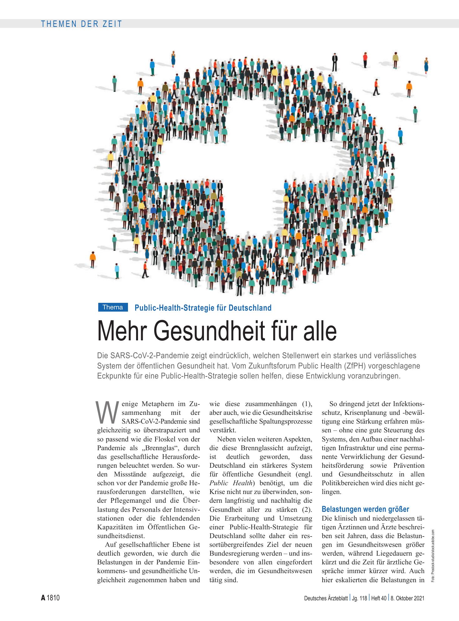 Vorschauseite 1: Public-Health-Strategie für Deutschland: Mehr Gesundheit für alle – Deutsches Ärzteblatt