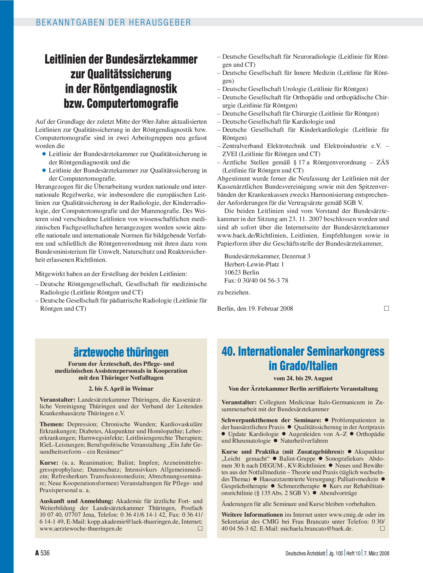 Vorschauseite 1: Ärztewoche Thüringen – Deutsches Ärzteblatt