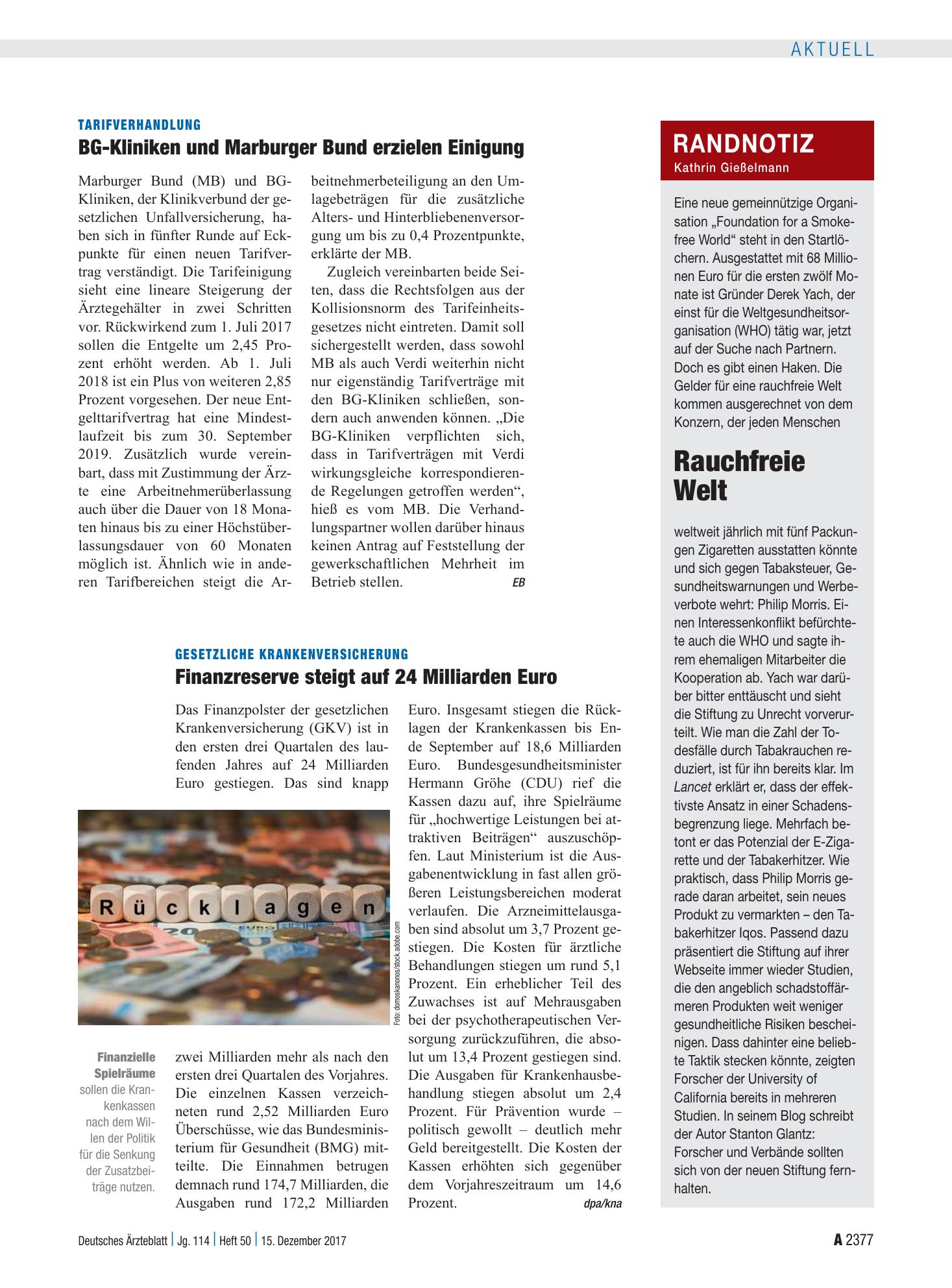Vorschauseite 1: Randnotiz: Rauchfreie Welt – Deutsches Ärzteblatt