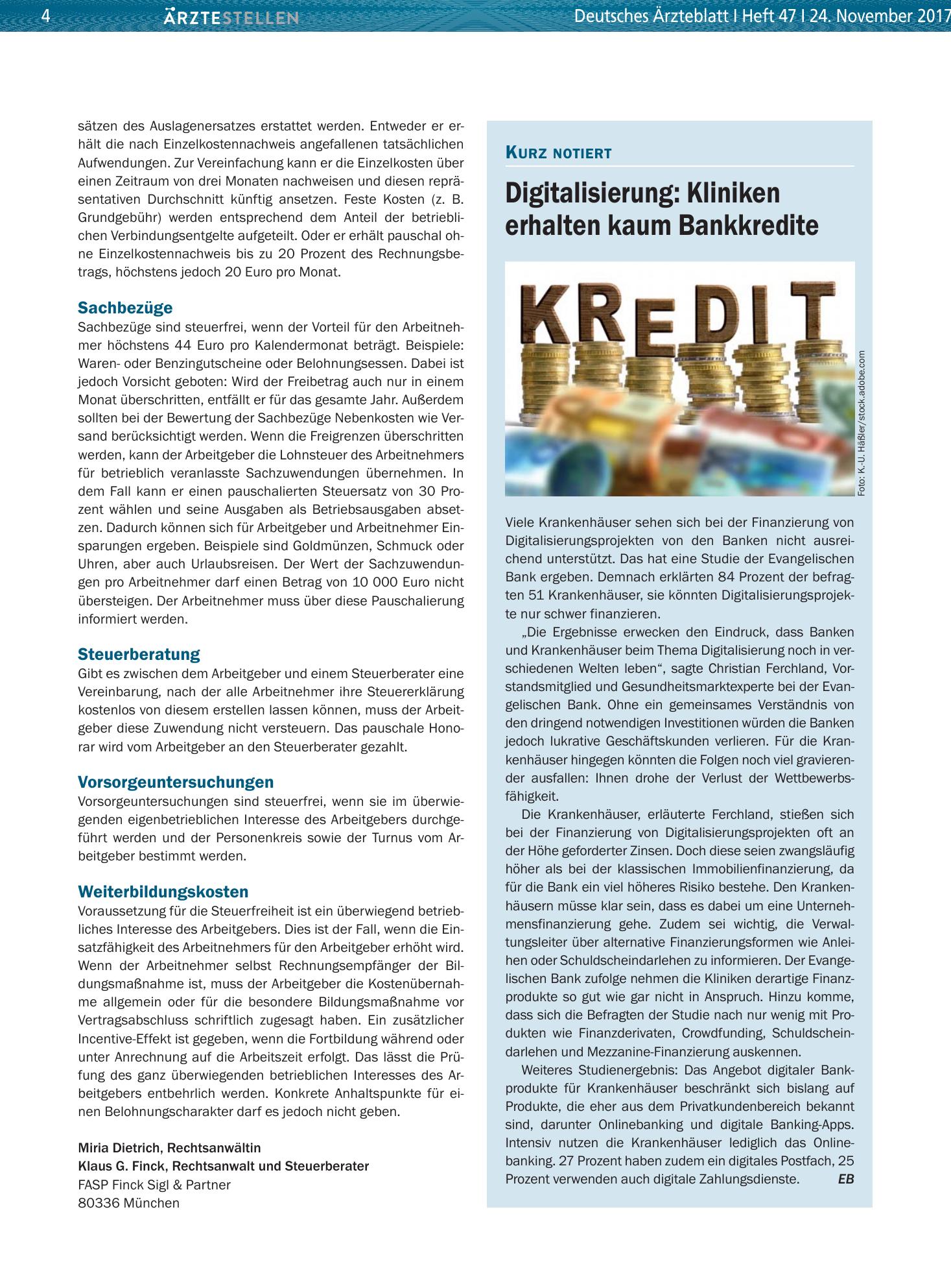 Vorschauseite 1: Digitalisierung: Kliniken erhalten kaum Bankkredite – Deutsches Ärzteblatt