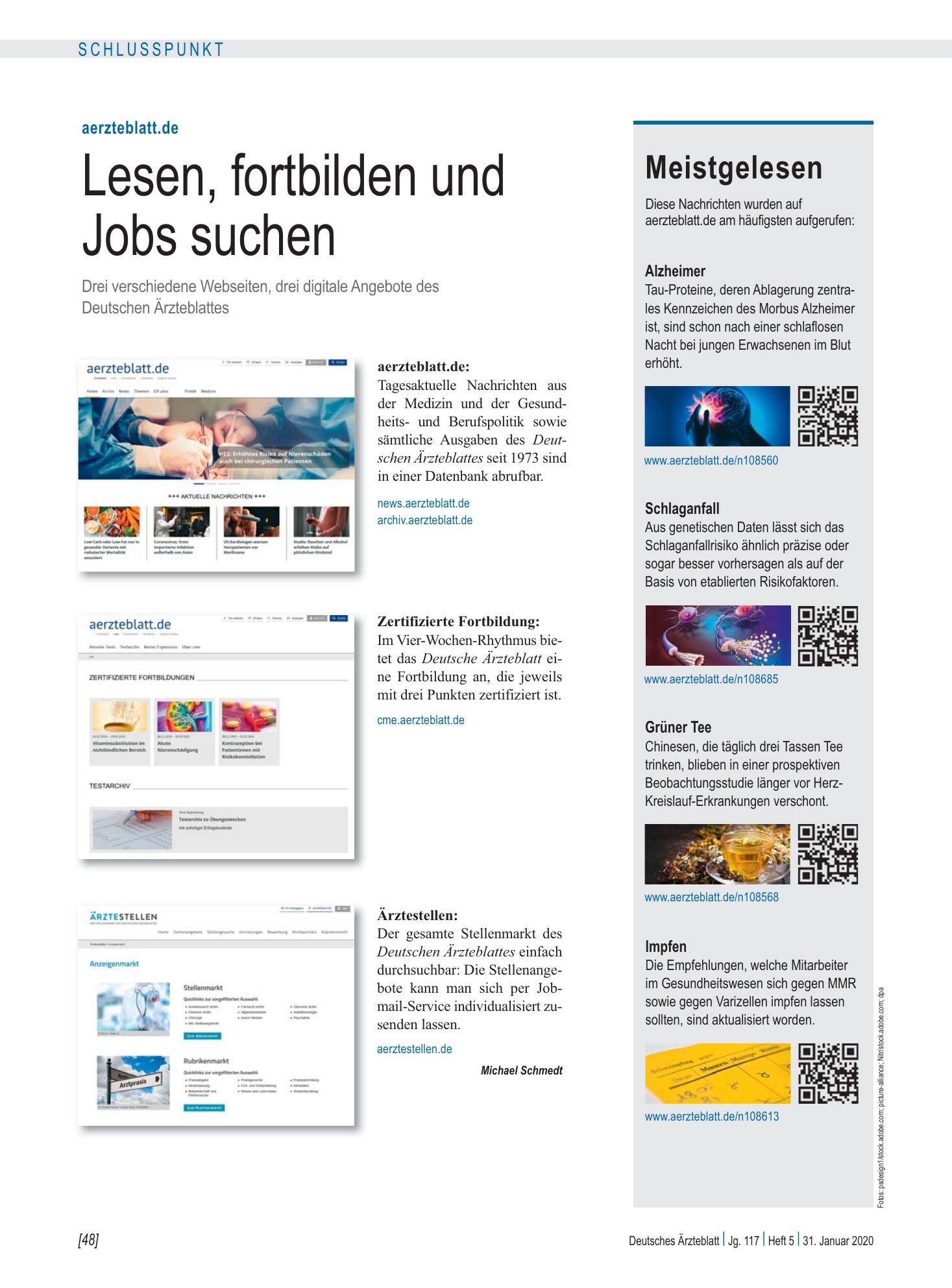 Vorschauseite 1: Meistgelesen – Deutsches Ärzteblatt