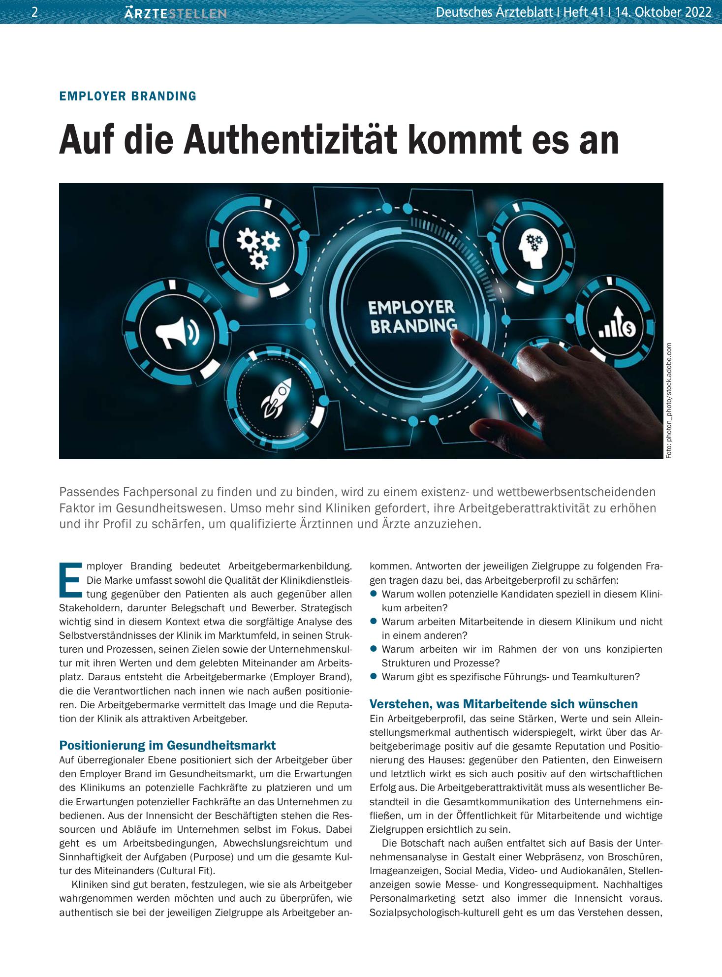 Vorschauseite 1: Employer Branding: Auf die Authentizität kommt es an – Deutsches Ärzteblatt