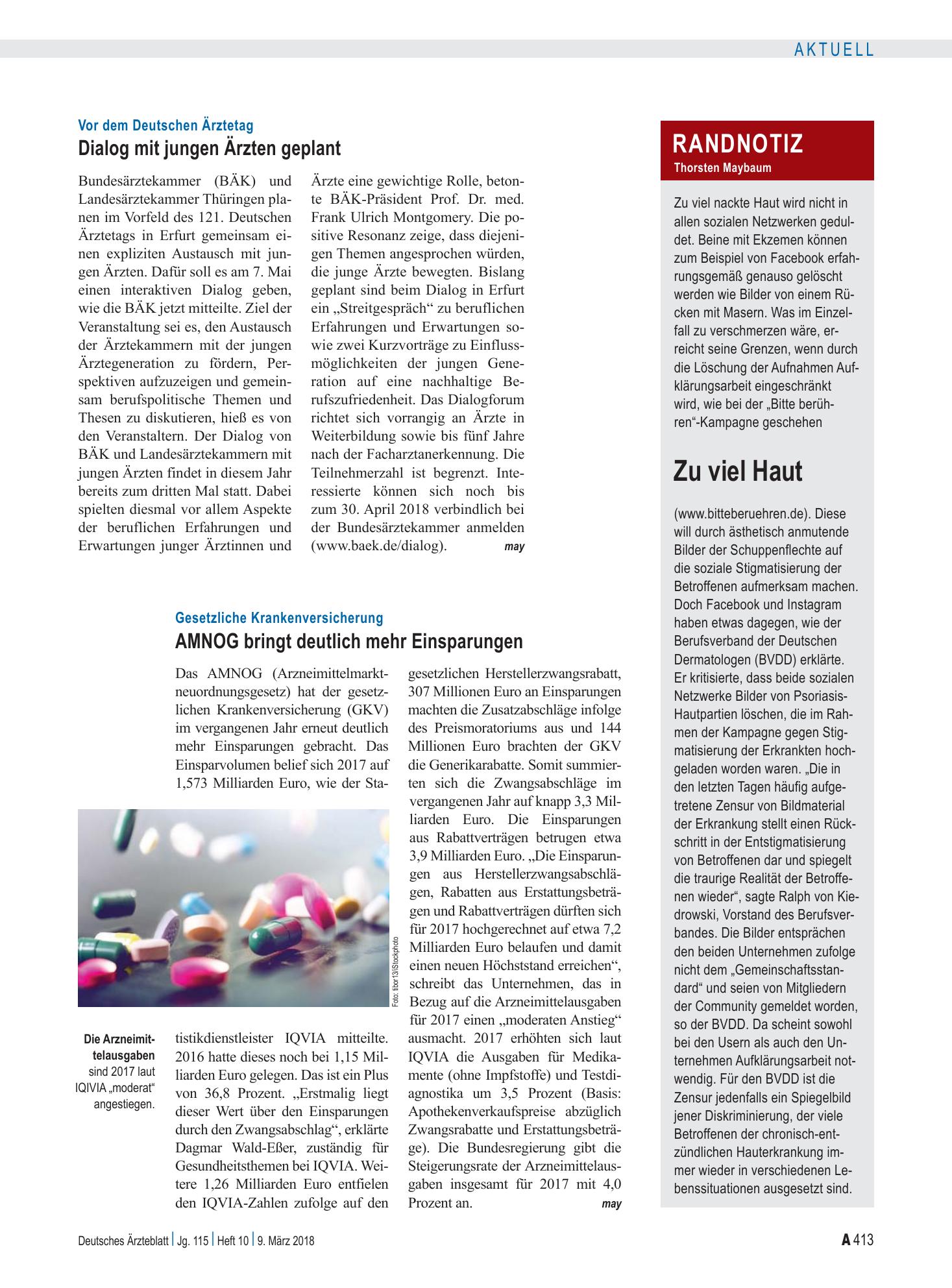 Vorschauseite 1: Gesetzliche Krankenversicherung: AMNOG bringt deutlich mehr Einsparungen – Deutsches Ärzteblatt