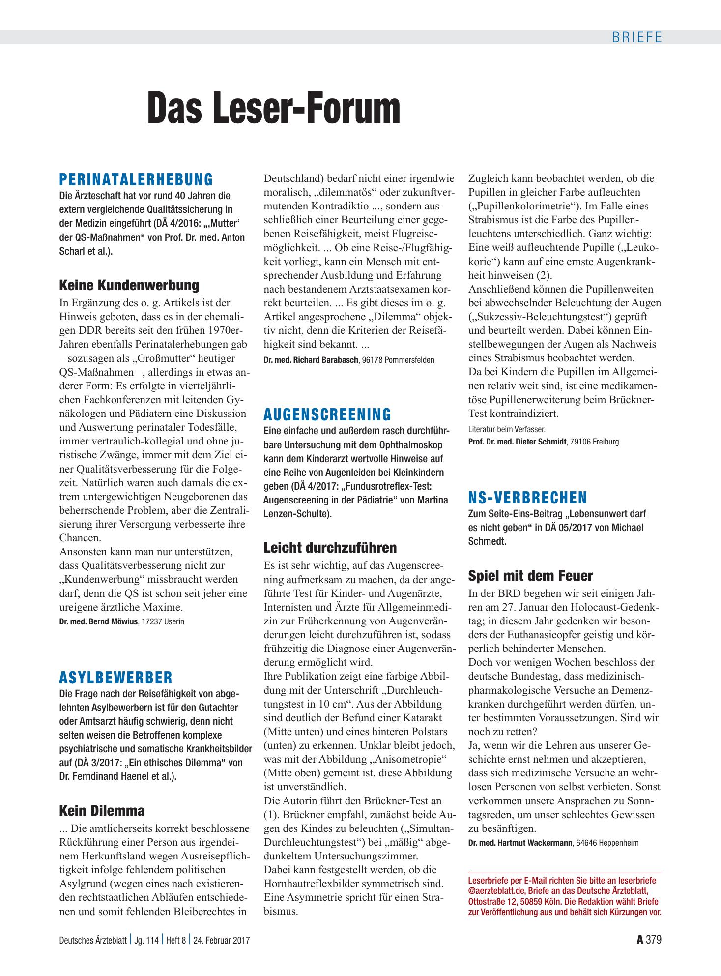 Vorschauseite 1: Augenscreening: Leicht durchzuführen – Deutsches Ärzteblatt