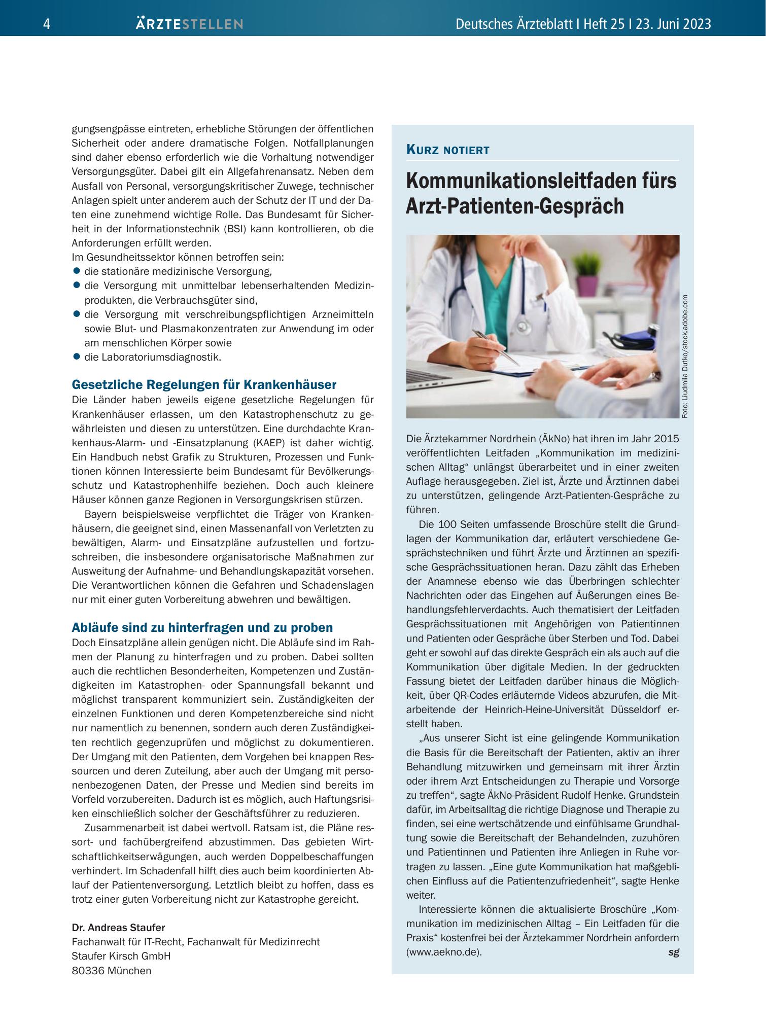 Vorschauseite 1: Kommunikationsleitfaden fürs Arzt-Patienten-Gespräch – Deutsches Ärzteblatt