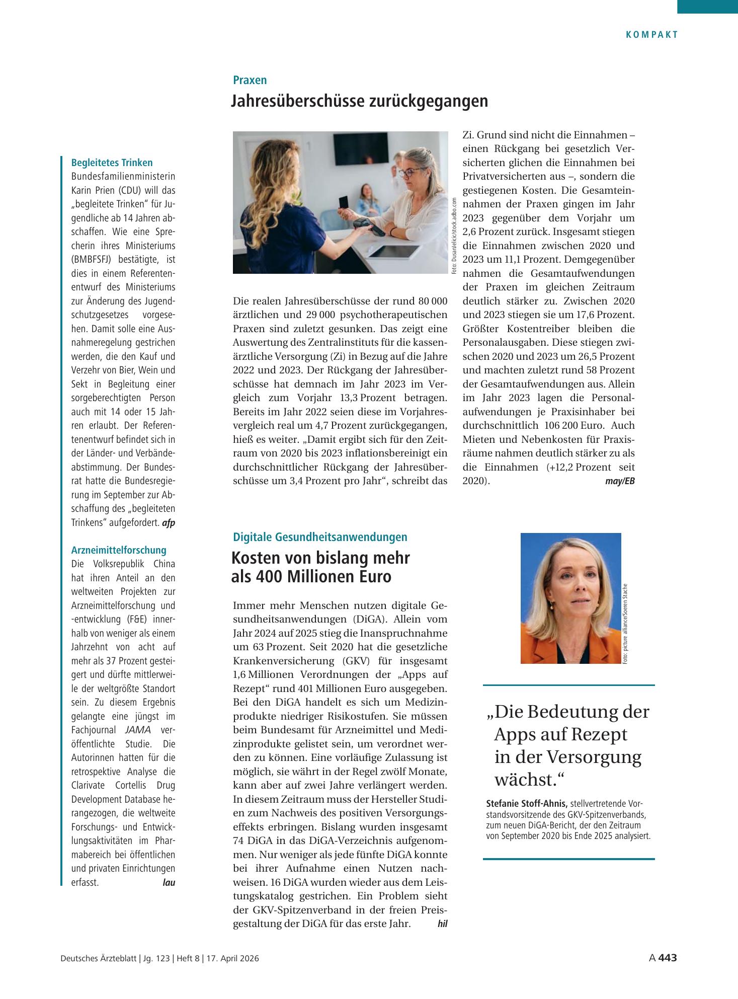 Vorschauseite 1: Zitat Stefanie Stoff-Ahnis – Deutsches Ärzteblatt