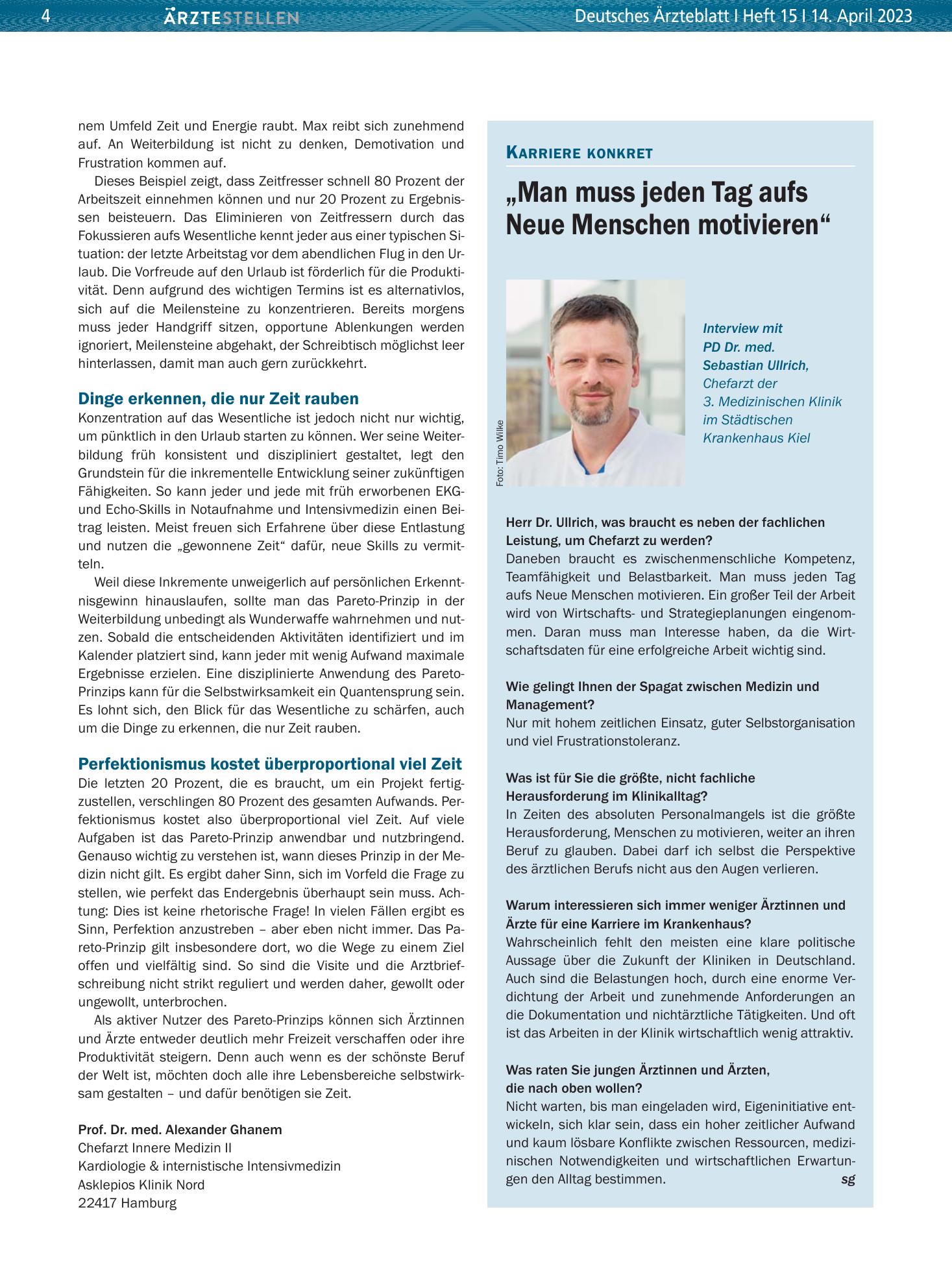 Vorschauseite 1: „Man muss jeden Tag aufs Neue Menschen motivieren“ – Deutsches Ärzteblatt