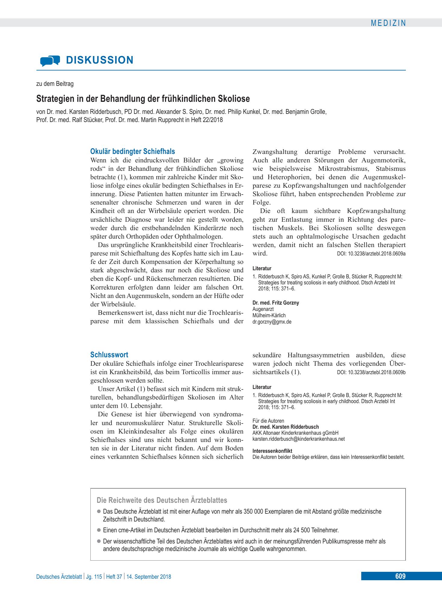 Vorschauseite 1: Okulär bedingter Schiefhals – Deutsches Ärzteblatt