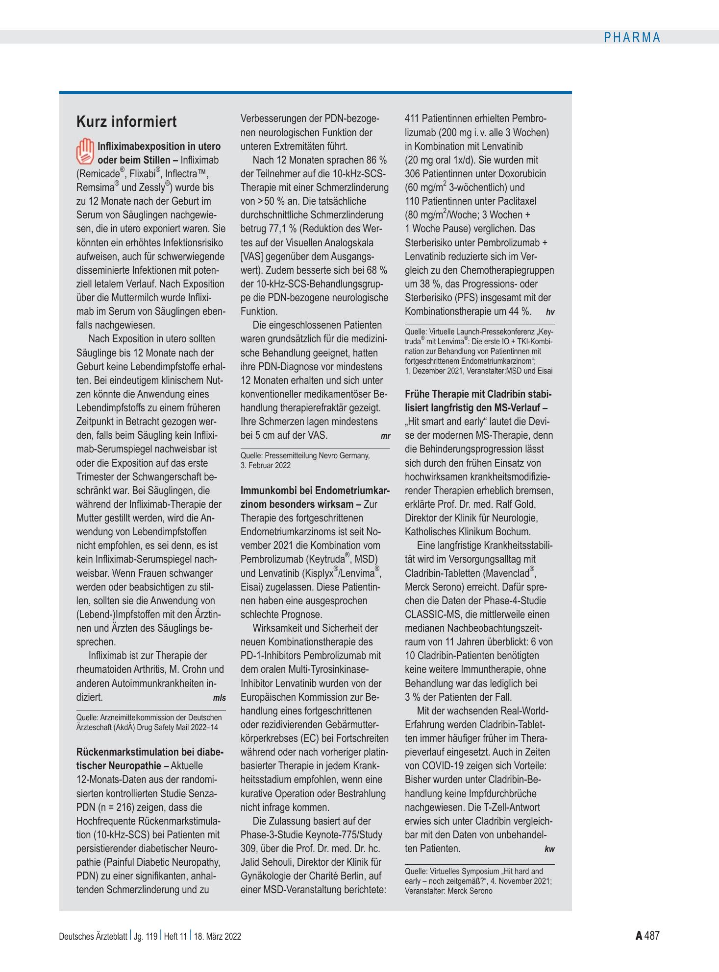 Vorschauseite 1: Kurz informiert – Deutsches Ärzteblatt