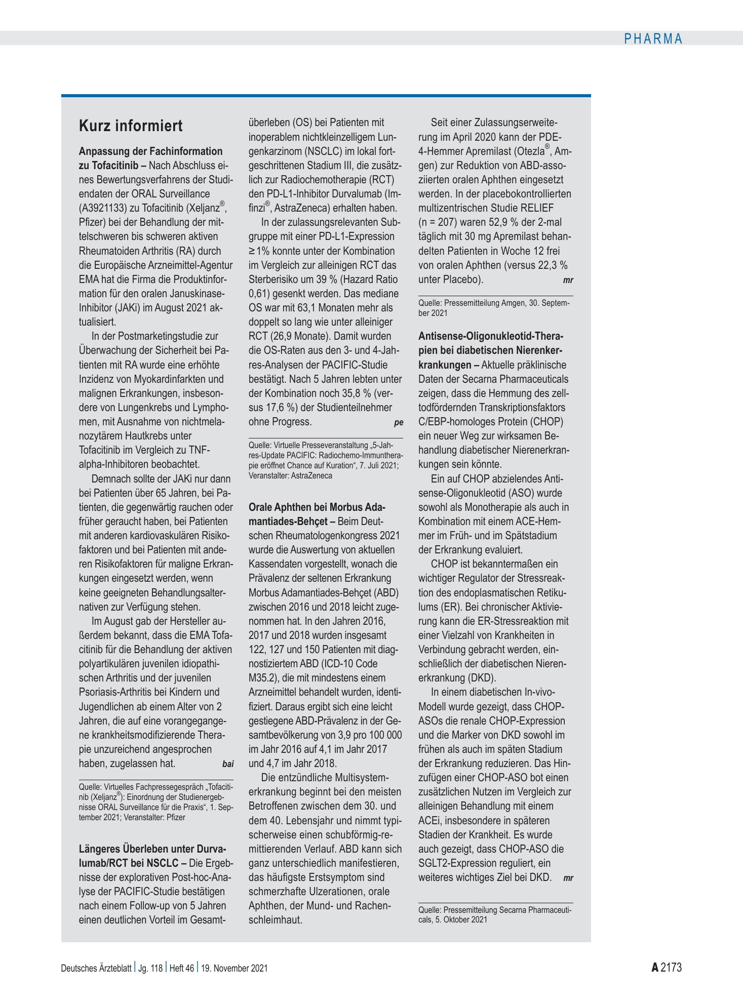 Vorschauseite 1: Kurz informiert – Deutsches Ärzteblatt