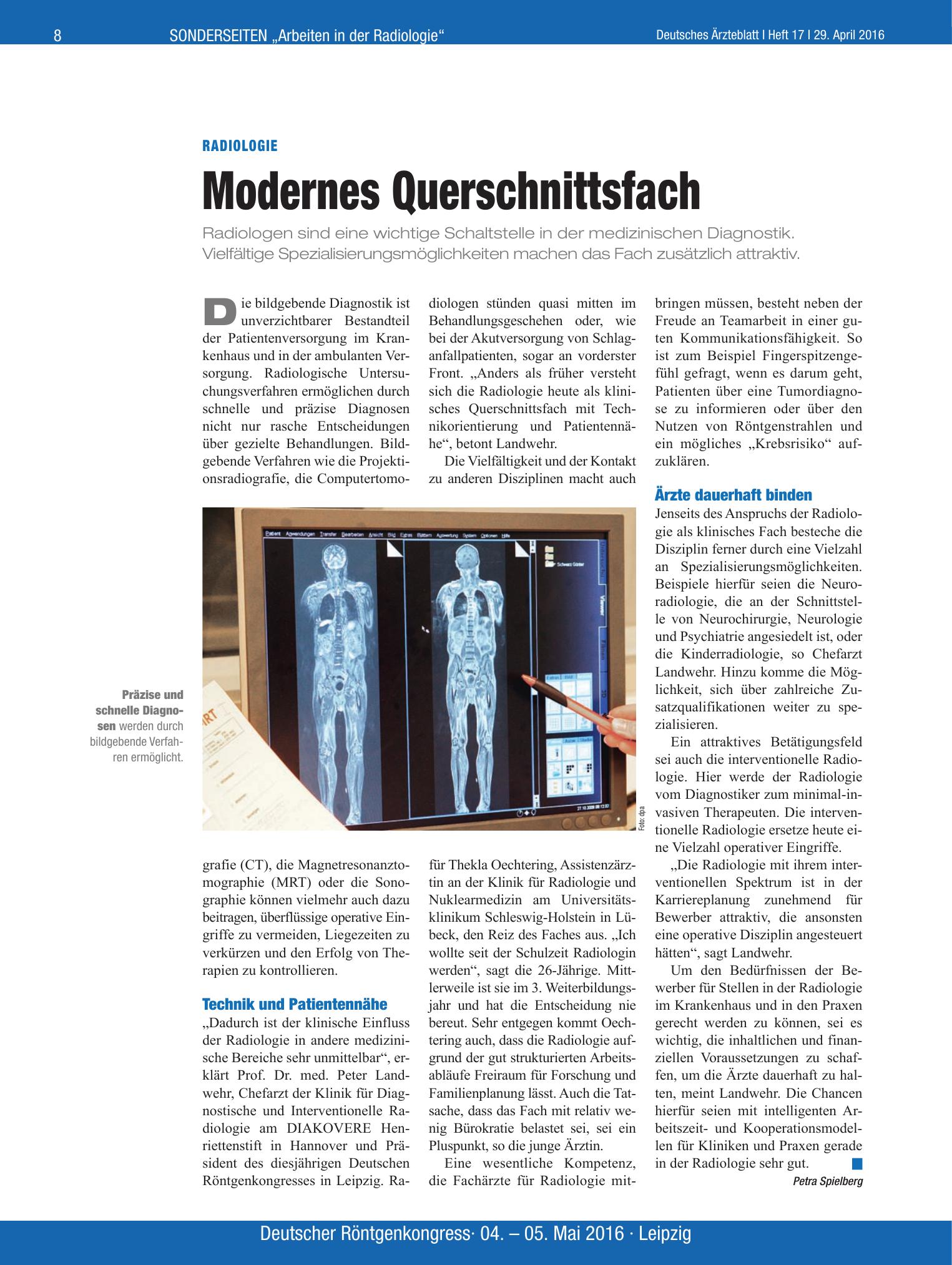 Vorschauseite 1: Radiologie: Modernes Querschnittsfach – Deutsches Ärzteblatt