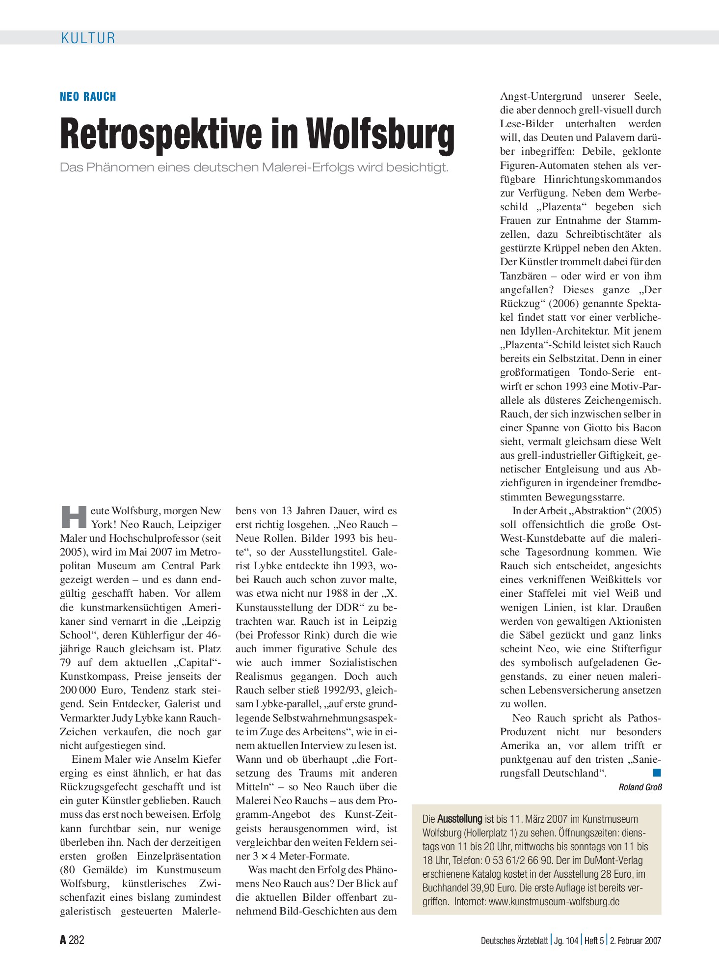 Vorschauseite 1: Neo Rauch: Retrospektive in Wolfsburg – Deutsches Ärzteblatt