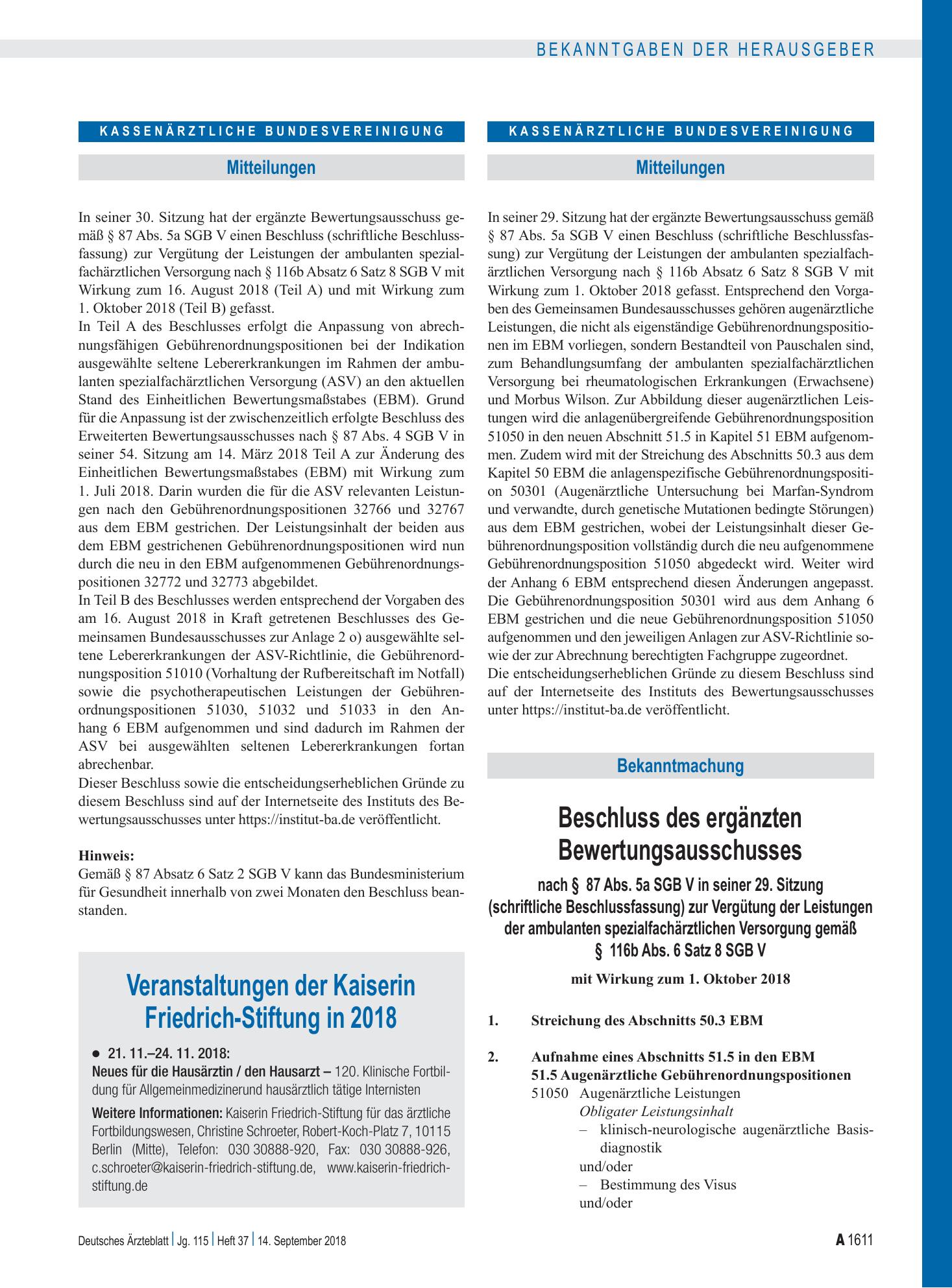 Vorschauseite 1: Mitteilungen – Deutsches Ärzteblatt