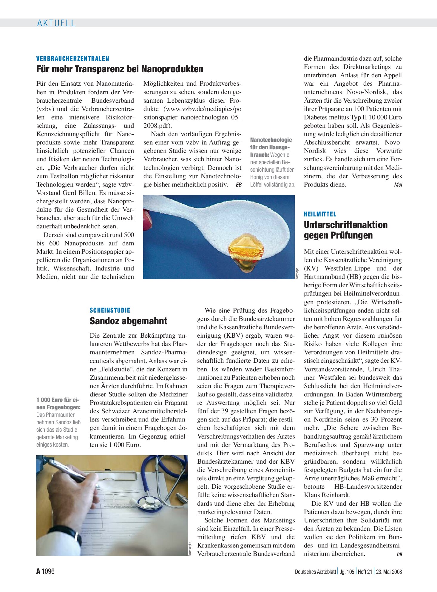 Vorschauseite 1: Scheinstudie: Sandoz abgemahnt – Deutsches Ärzteblatt