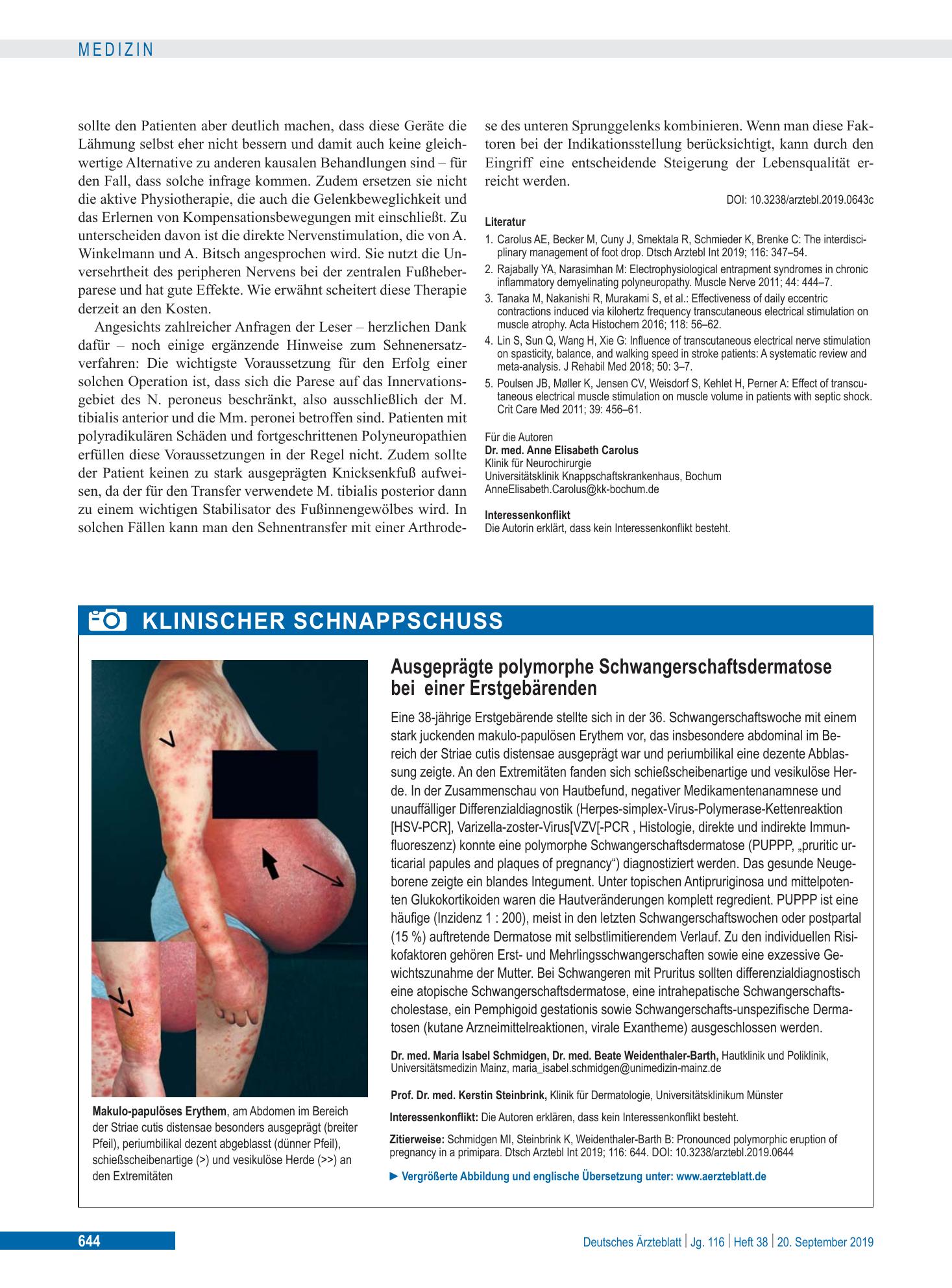 Vorschauseite 1: Ausgeprägte polymorphe Schwangerschaftsdermatose bei einer Erstgebärenden – Deutsches Ärzteblatt