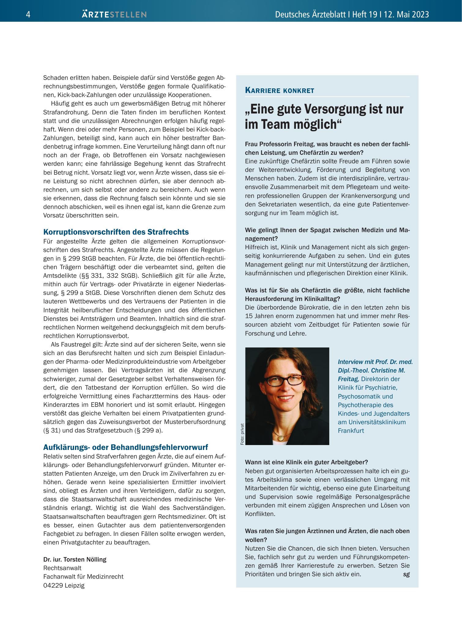 Vorschauseite 1: „Eine gute Versorgung ist nur im Team möglich“ – Deutsches Ärzteblatt