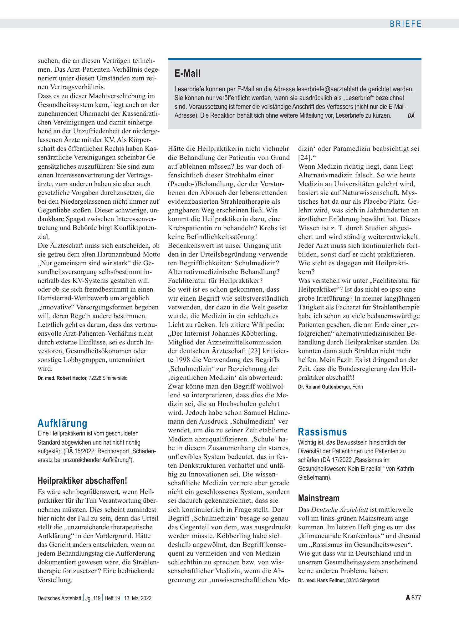 Vorschauseite 1: Rassismus: Mainstream – Deutsches Ärzteblatt
