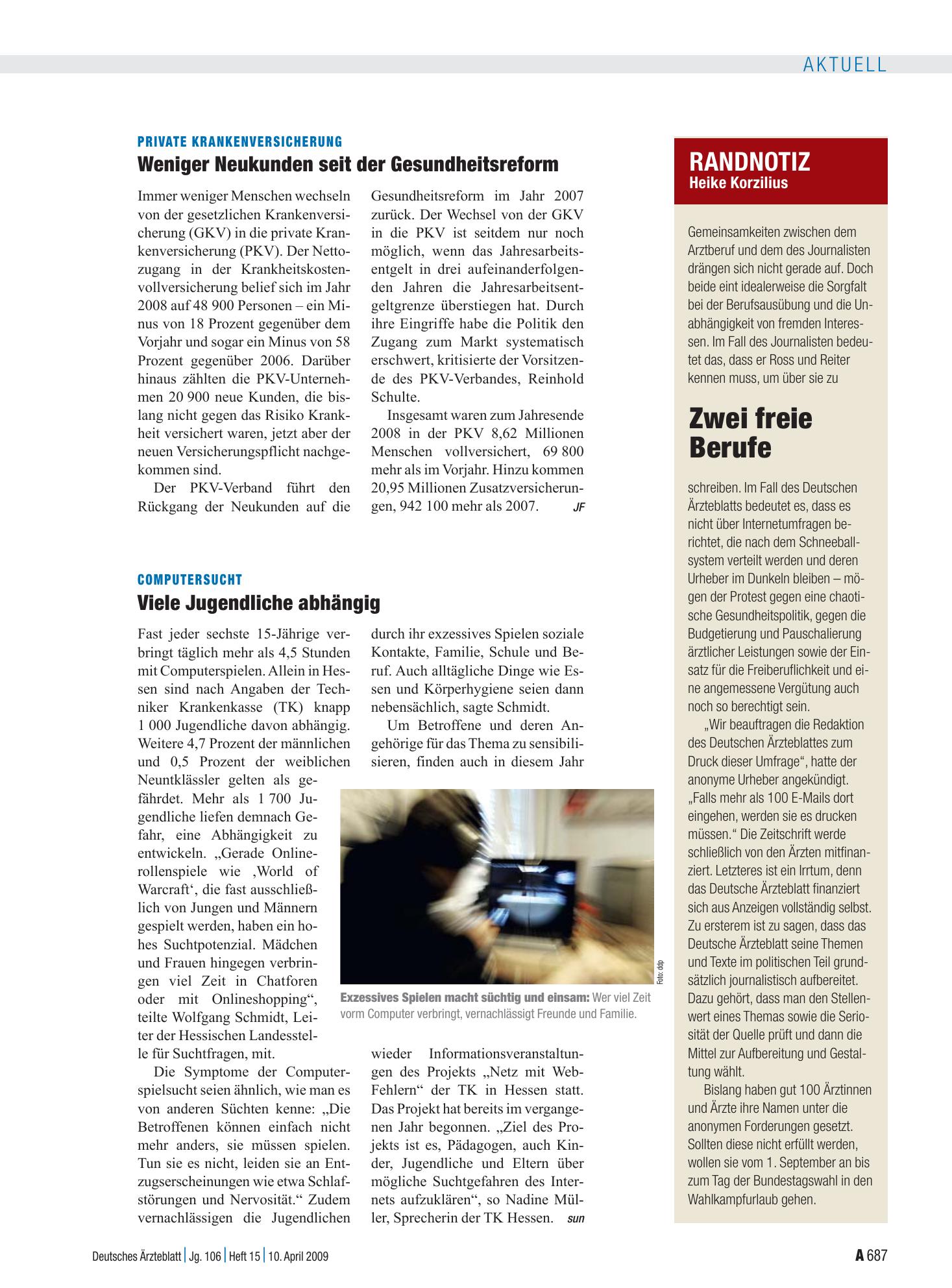 Vorschauseite 1: Randnotiz: Zwei freie Berufe – Deutsches Ärzteblatt