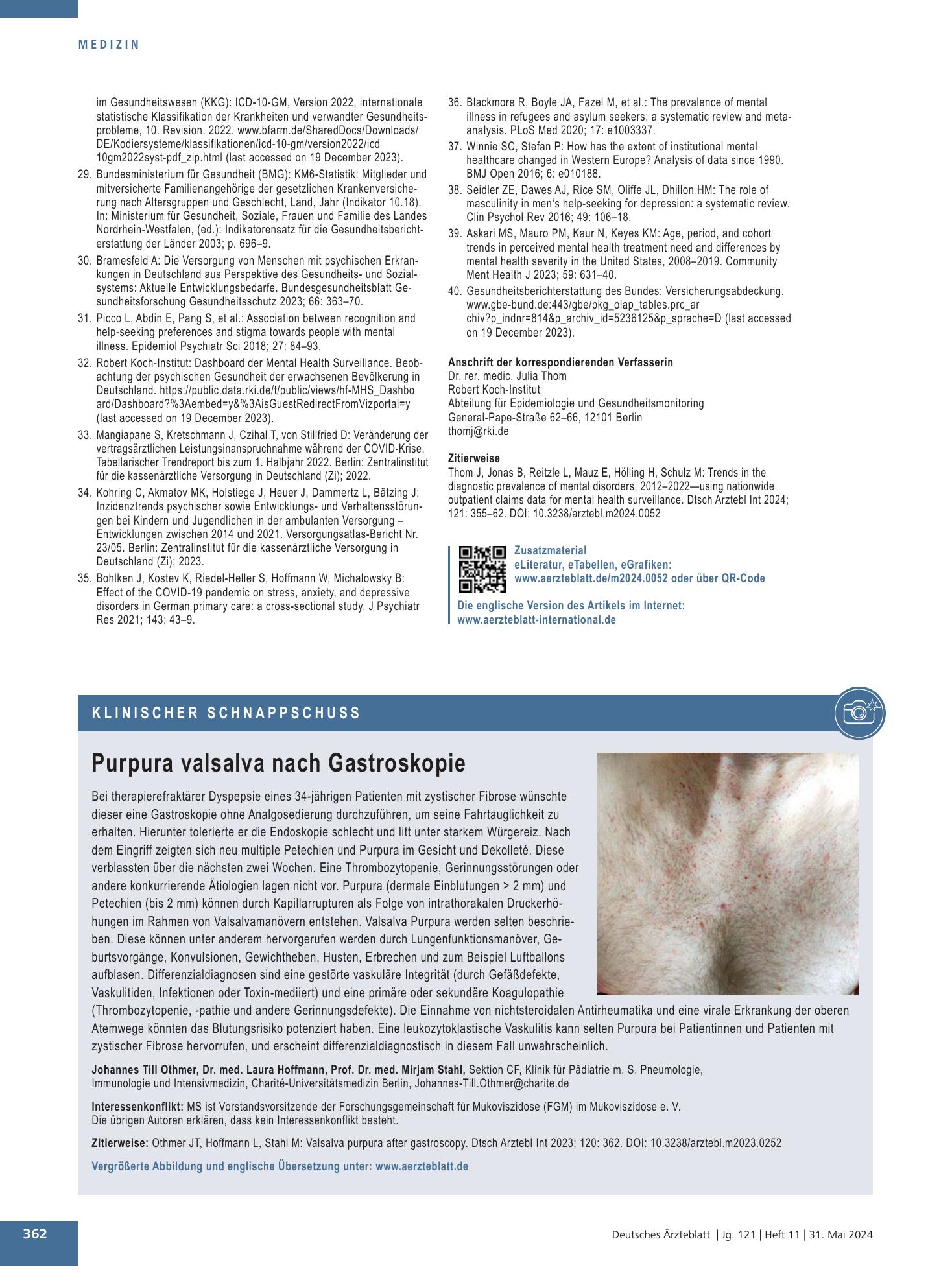 Vorschauseite 1: Purpura valsalva nach Gastroskopie – Deutsches Ärzteblatt