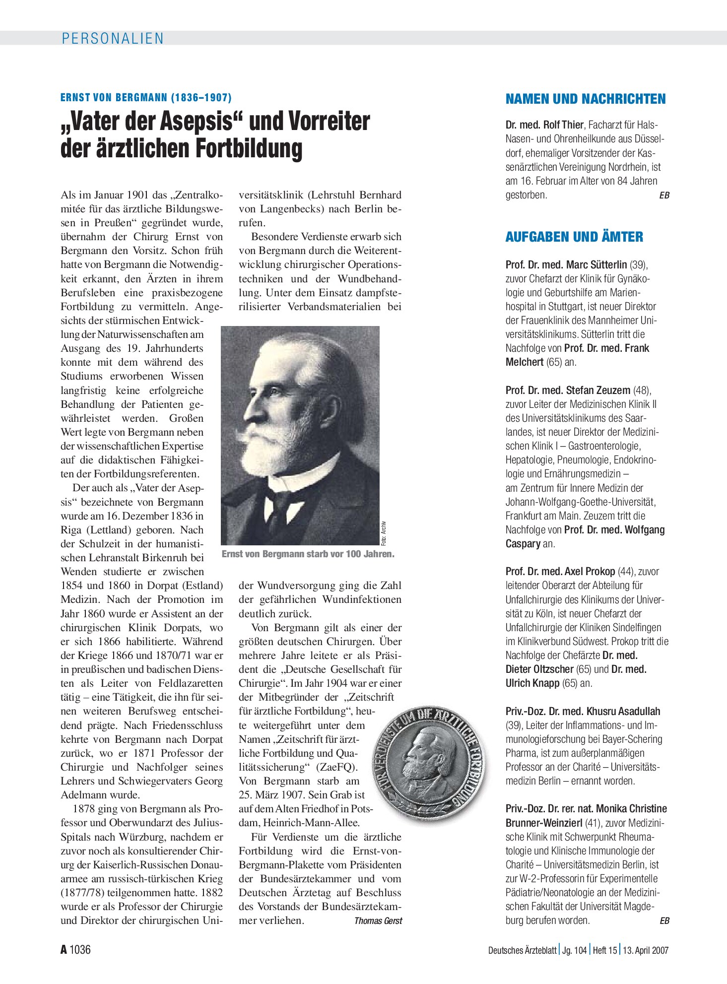 Vorschauseite 1: Aufgaben und Ämter – Deutsches Ärzteblatt