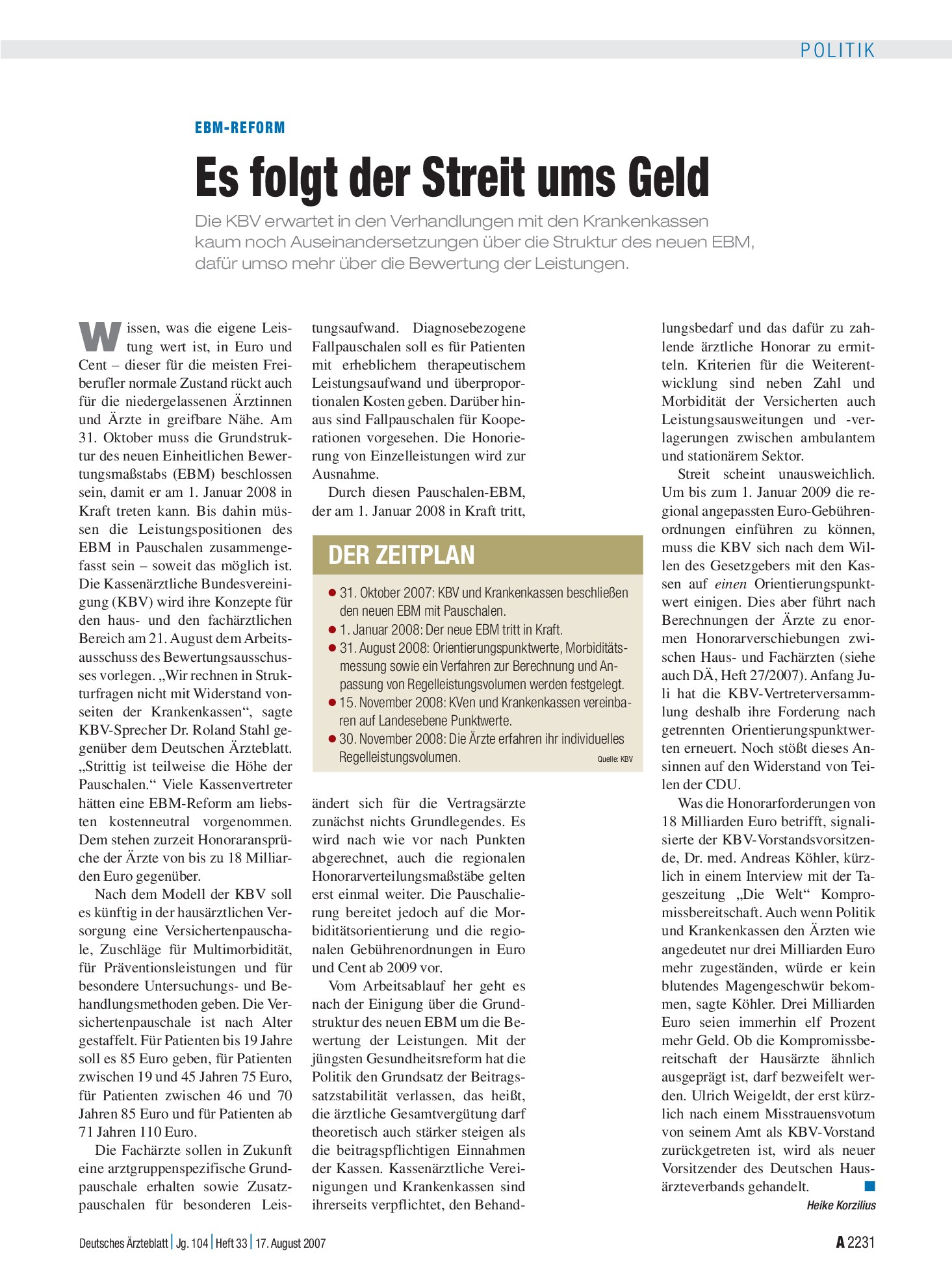 Vorschauseite 1: EBM-Reform: Es folgt der Streit ums Geld – Deutsches Ärzteblatt