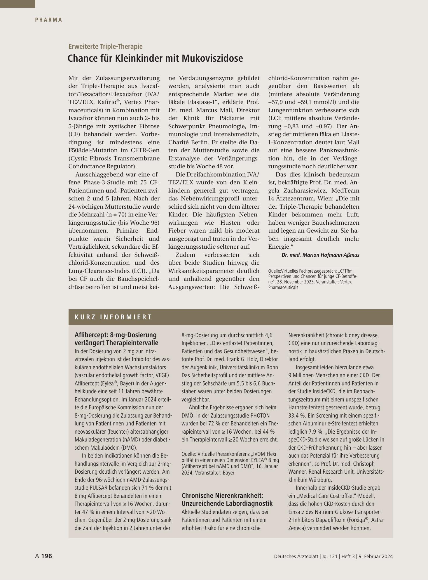Vorschauseite 1: Kurz informiert – Deutsches Ärzteblatt