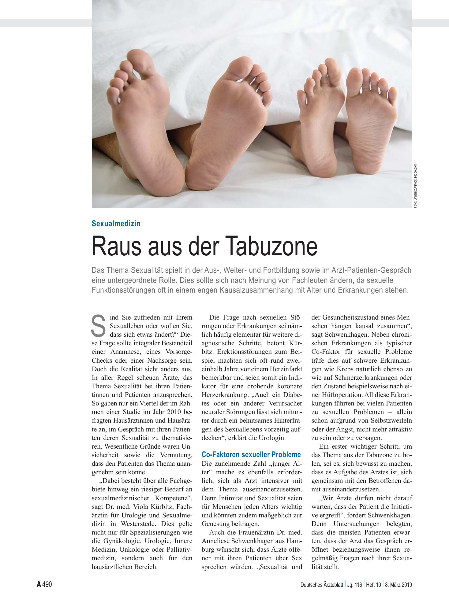 Vorschauseite 1: Sexualmedizin: Raus aus der Tabuzone – Deutsches Ärzteblatt