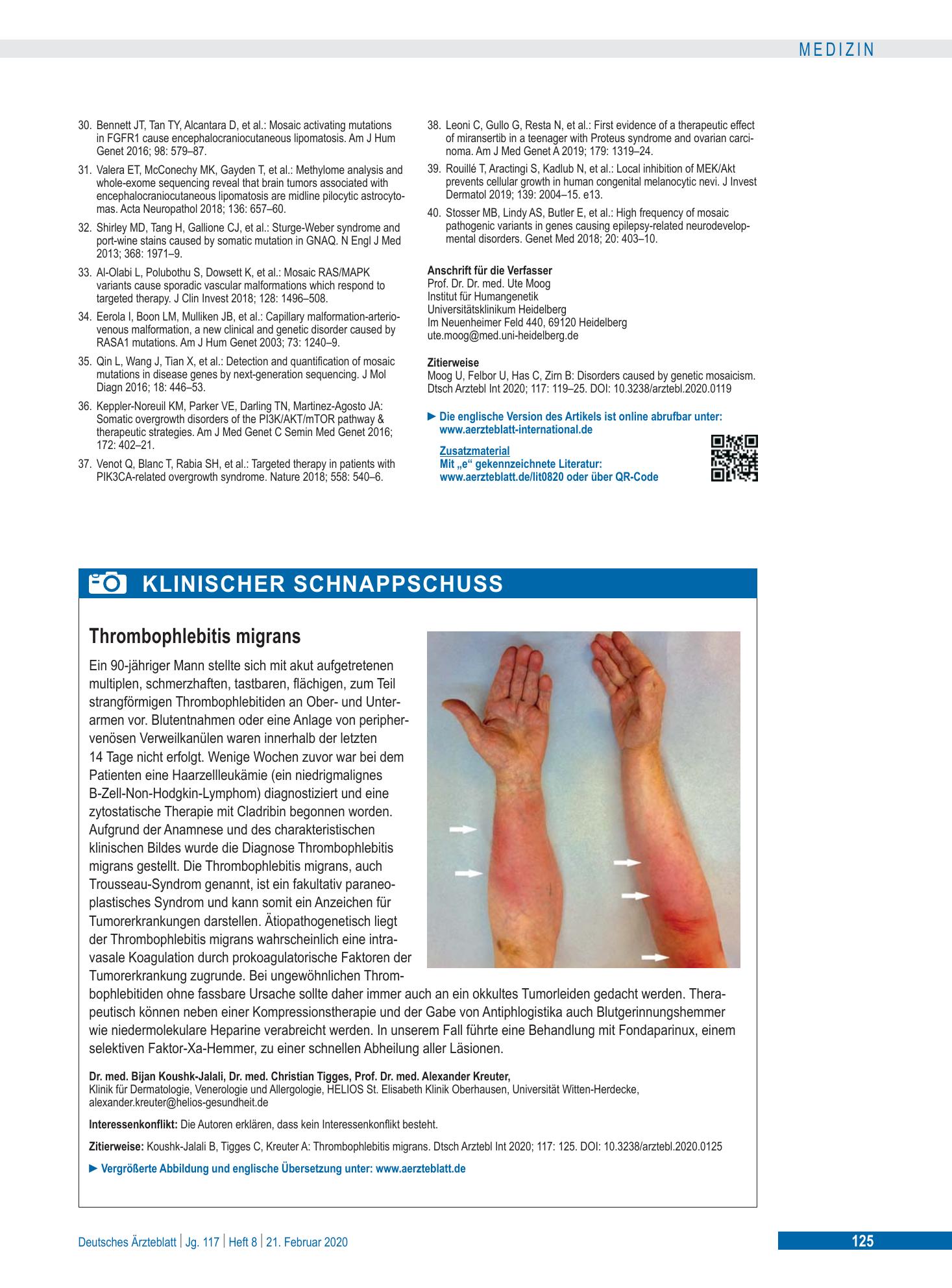 Vorschauseite 1: Thrombophlebitis migrans – Deutsches Ärzteblatt