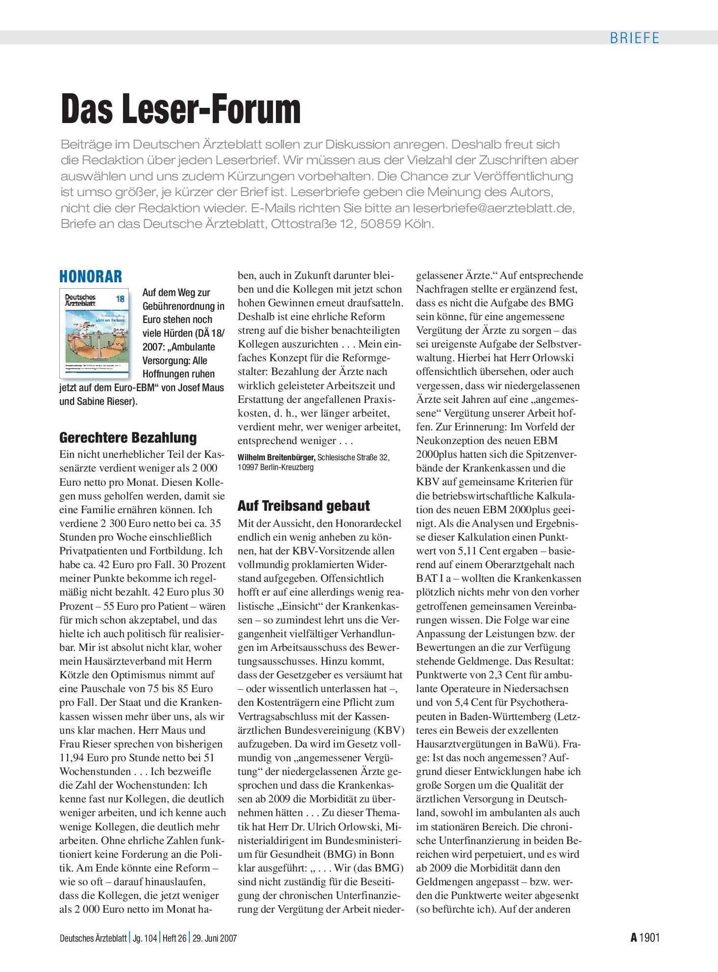 Vorschauseite 1: Honorar: Gerechtere Bezahlung – Deutsches Ärzteblatt