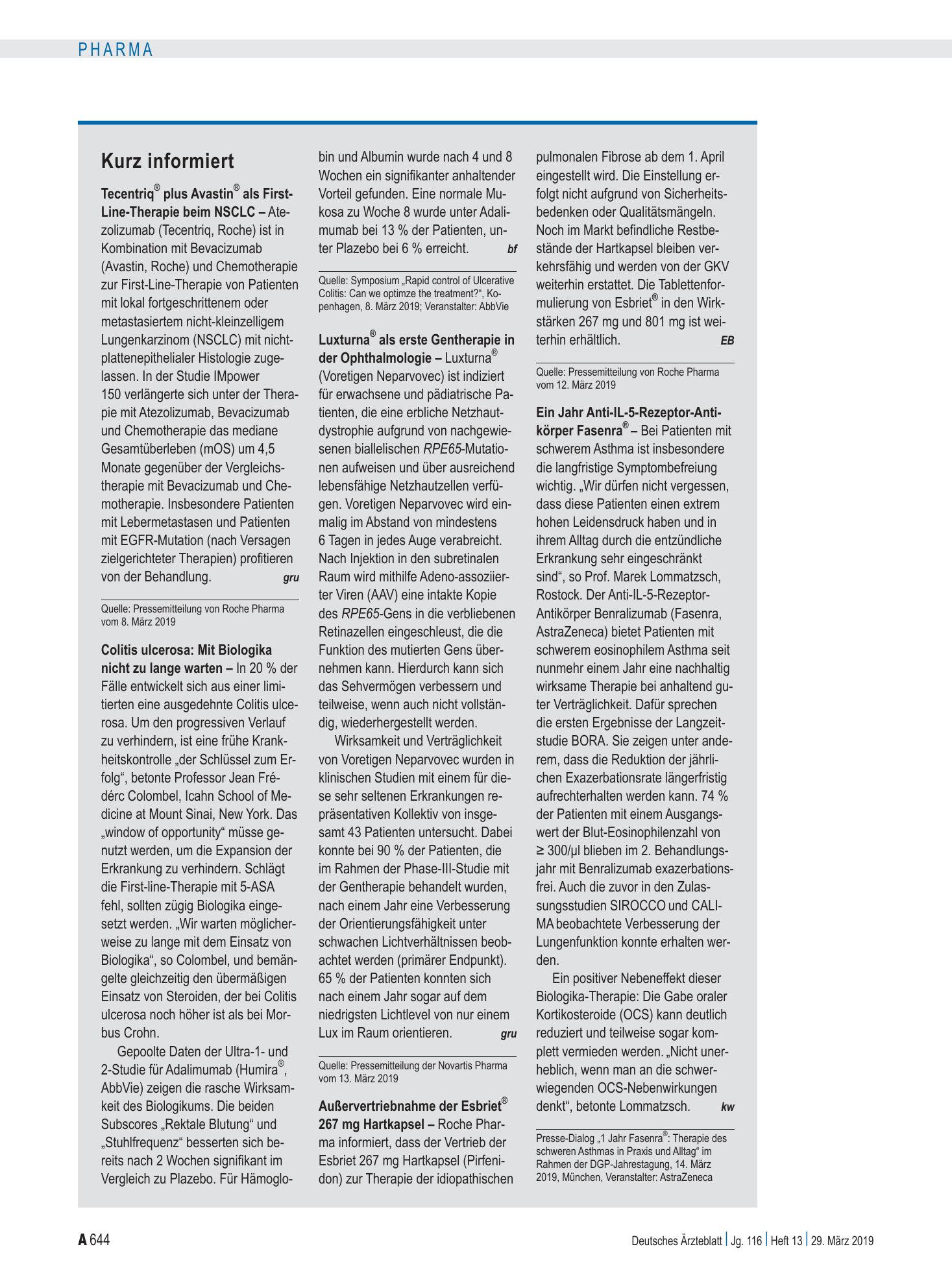 Vorschauseite 1: Kurz informiert – Deutsches Ärzteblatt