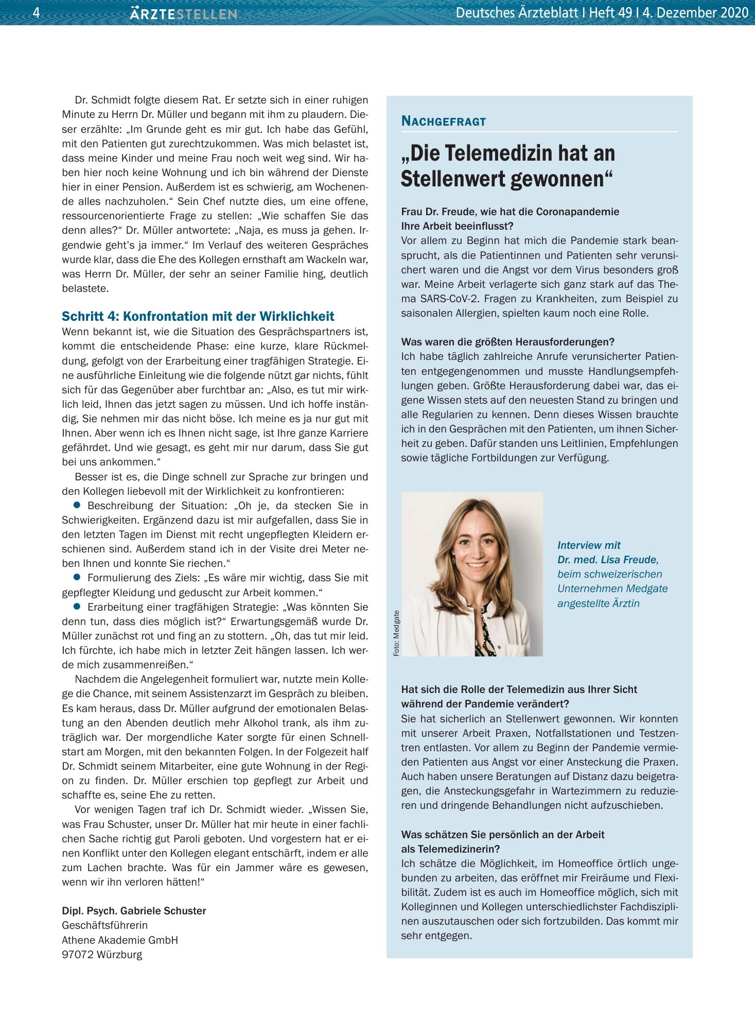 Vorschauseite 1: „Die Telemedizin hat an Stellenwert gewonnen“ – Deutsches Ärzteblatt