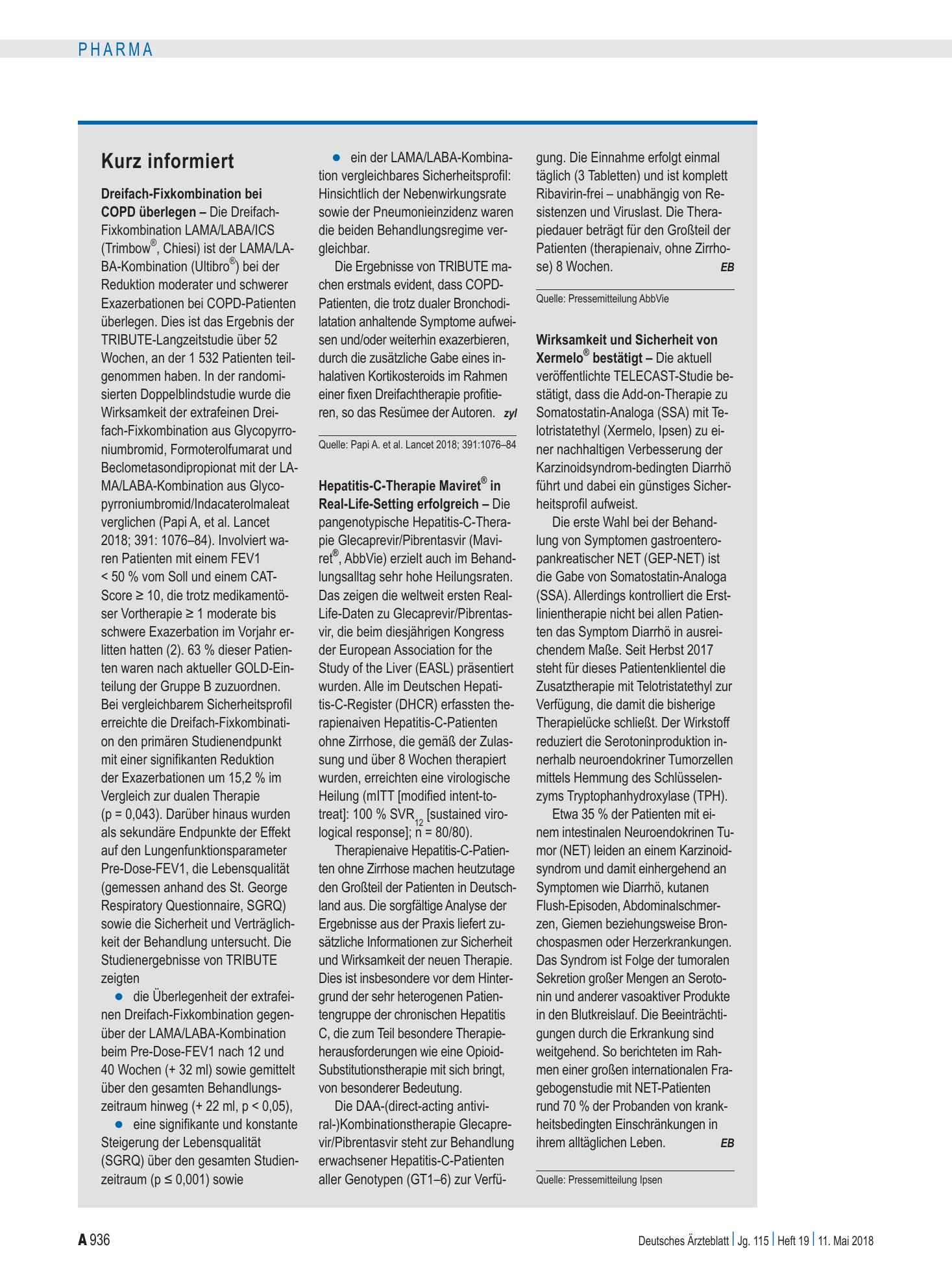 Vorschauseite 1: Kurz informiert – Deutsches Ärzteblatt