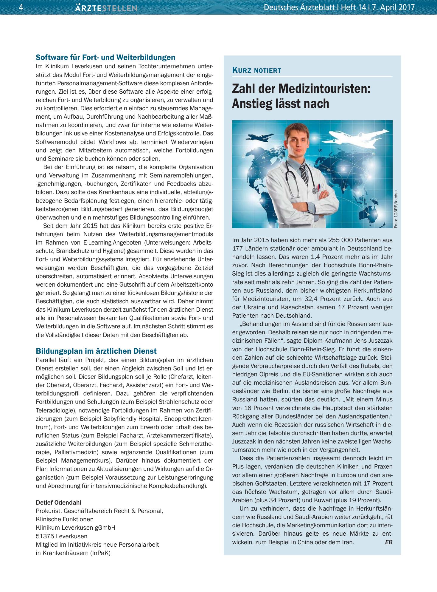 Vorschauseite 1: Zahl der Medizintouristen: Anstieg lässt nach – Deutsches Ärzteblatt