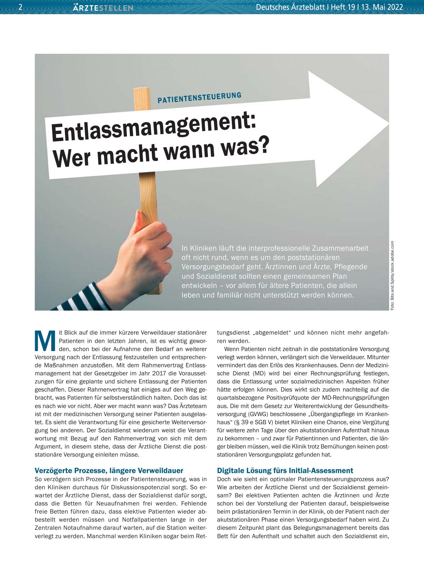 Vorschauseite 1: Patientensteuerung: Entlassmanagement: Wer macht wann was? – Deutsches Ärzteblatt