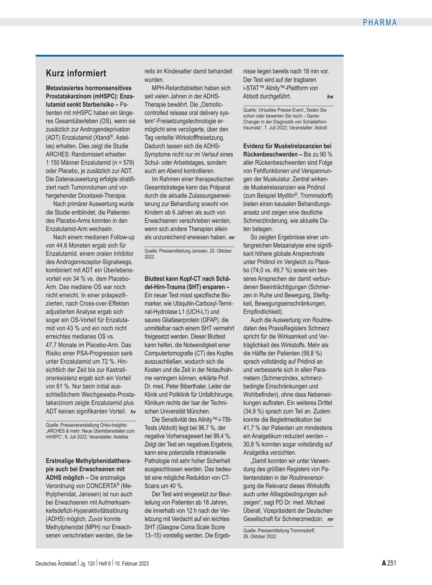 Vorschauseite 1: Kurz informiert – Deutsches Ärzteblatt