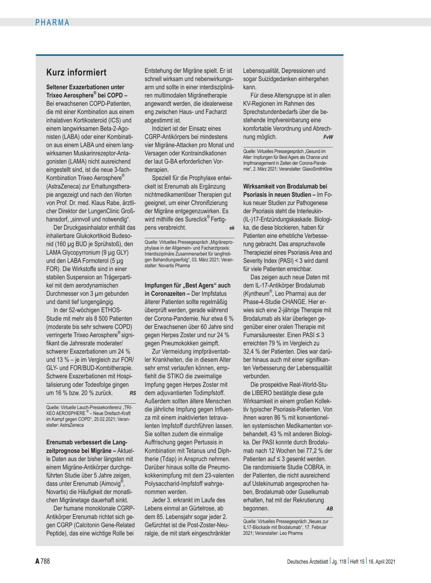 Vorschauseite 1: Kurz informiert – Deutsches Ärzteblatt