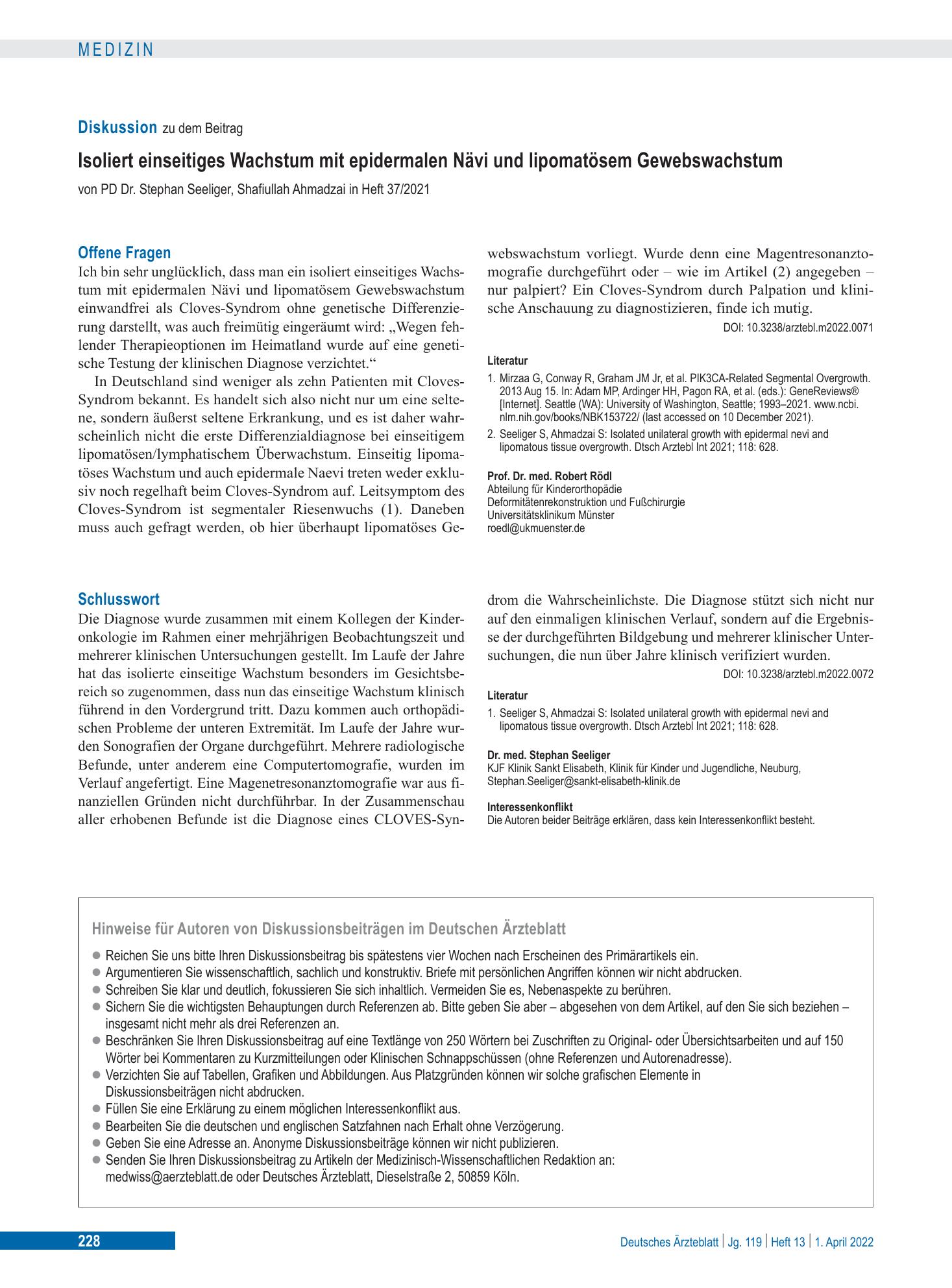 Vorschauseite 1: Offene Fragen – Deutsches Ärzteblatt
