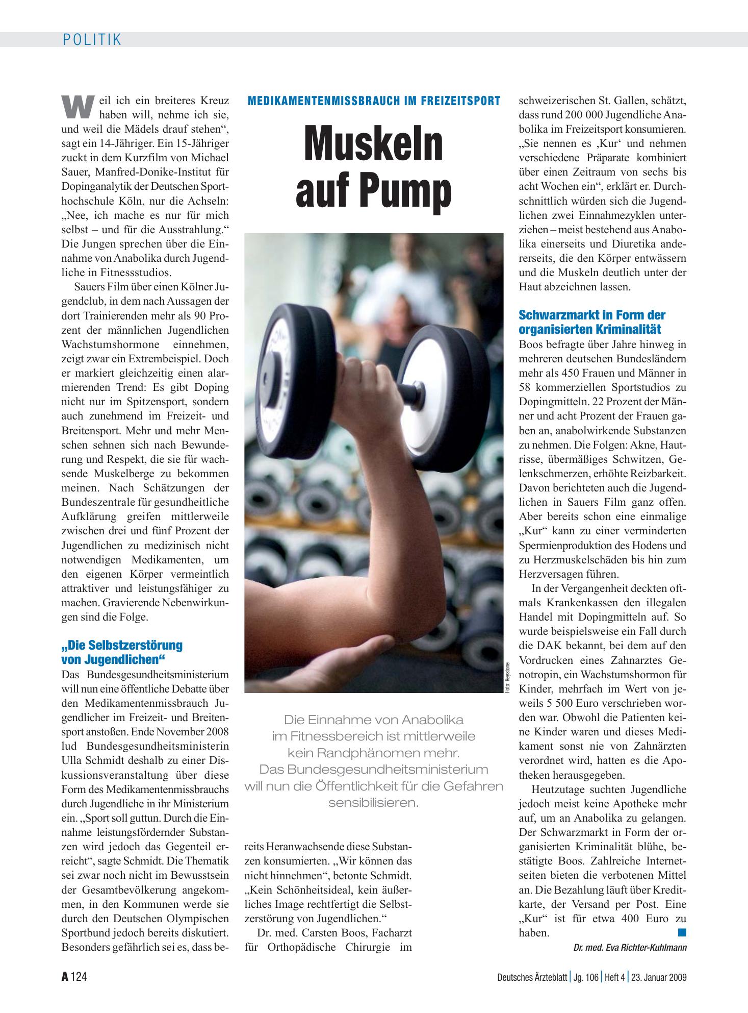Vorschauseite 1: Medikamentenmissbrauch im Freizeitsport: Muskeln auf Pump – Deutsches Ärzteblatt