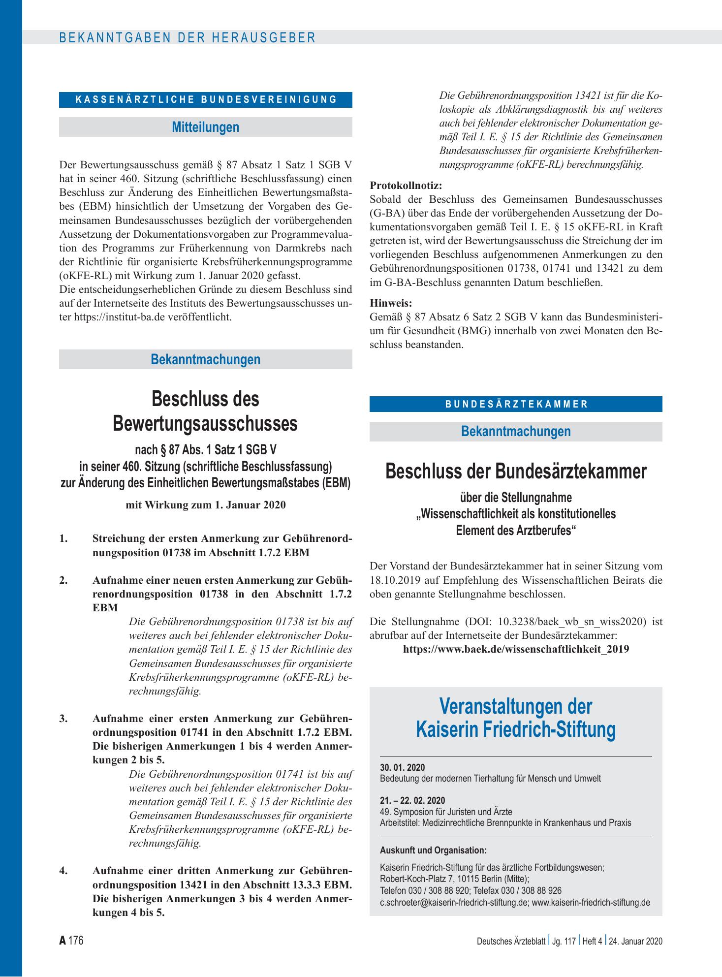 Vorschauseite 1: Veranstaltungen der Kaiserin Friedrich-Stiftung – Deutsches Ärzteblatt