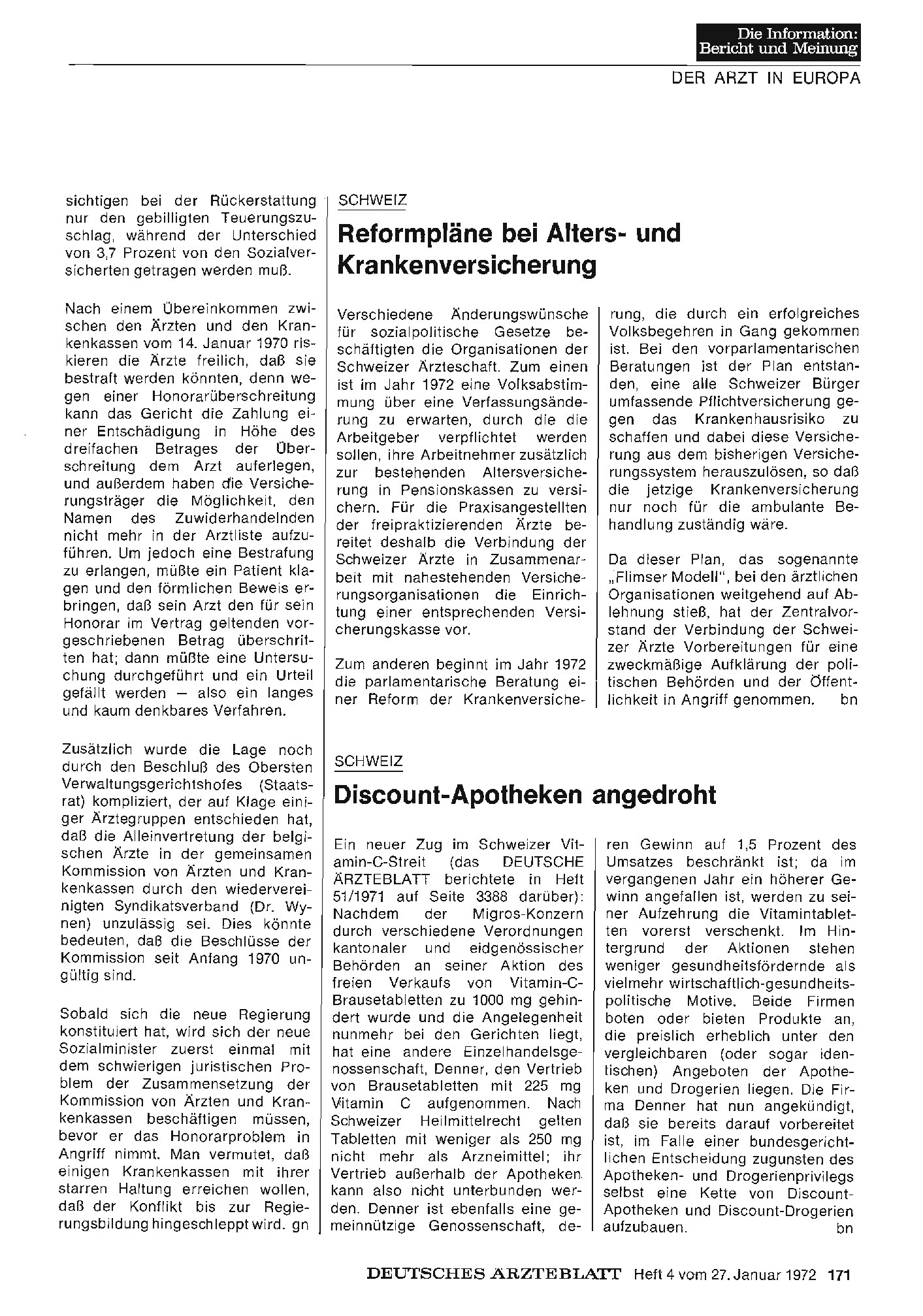Vorschauseite 1: Schweiz: Discount-Apotheken angedroht