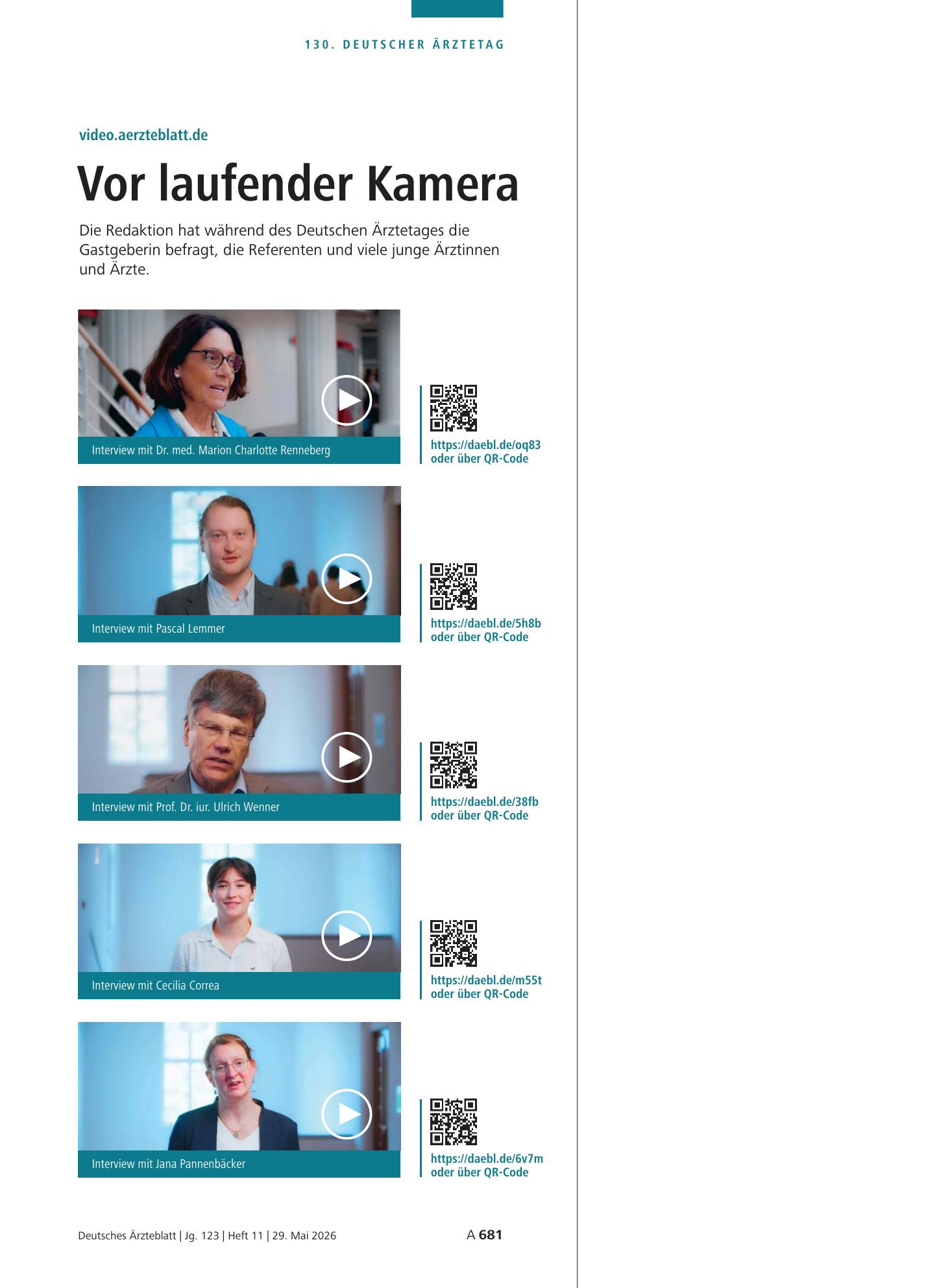 Vorschauseite 1: video.aerzteblatt.de: Vor laufender Kamera – Deutsches Ärzteblatt