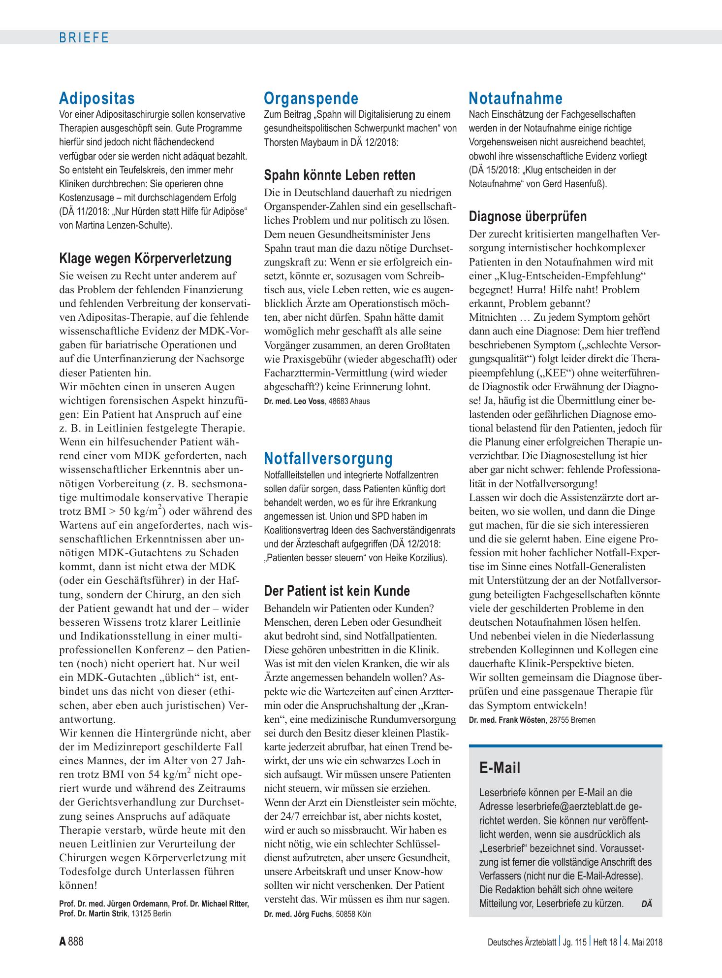 Vorschauseite 1: Organspende: Spahn könnte Leben retten – Deutsches Ärzteblatt