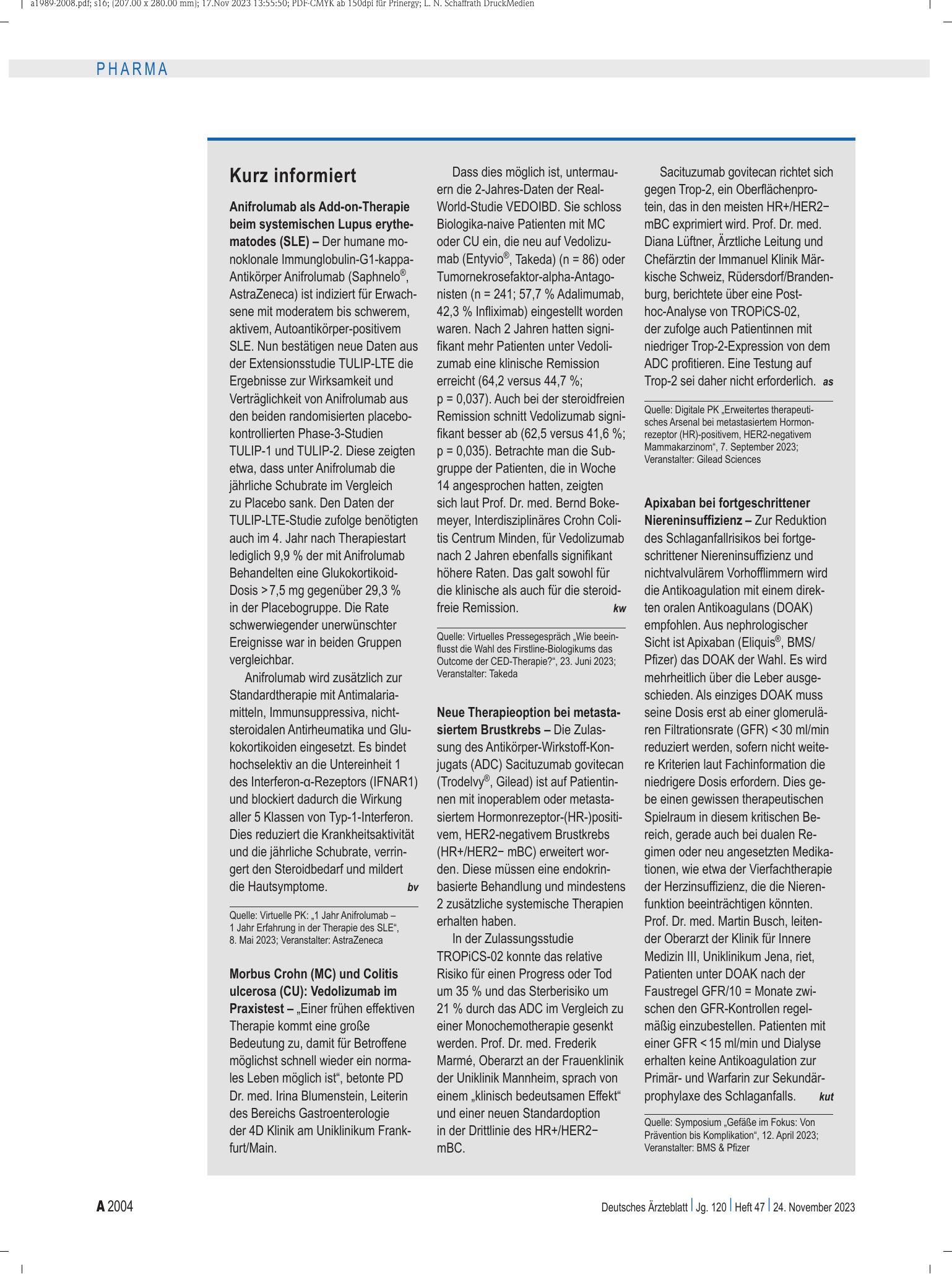 Vorschauseite 1: Kurz informiert – Deutsches Ärzteblatt
